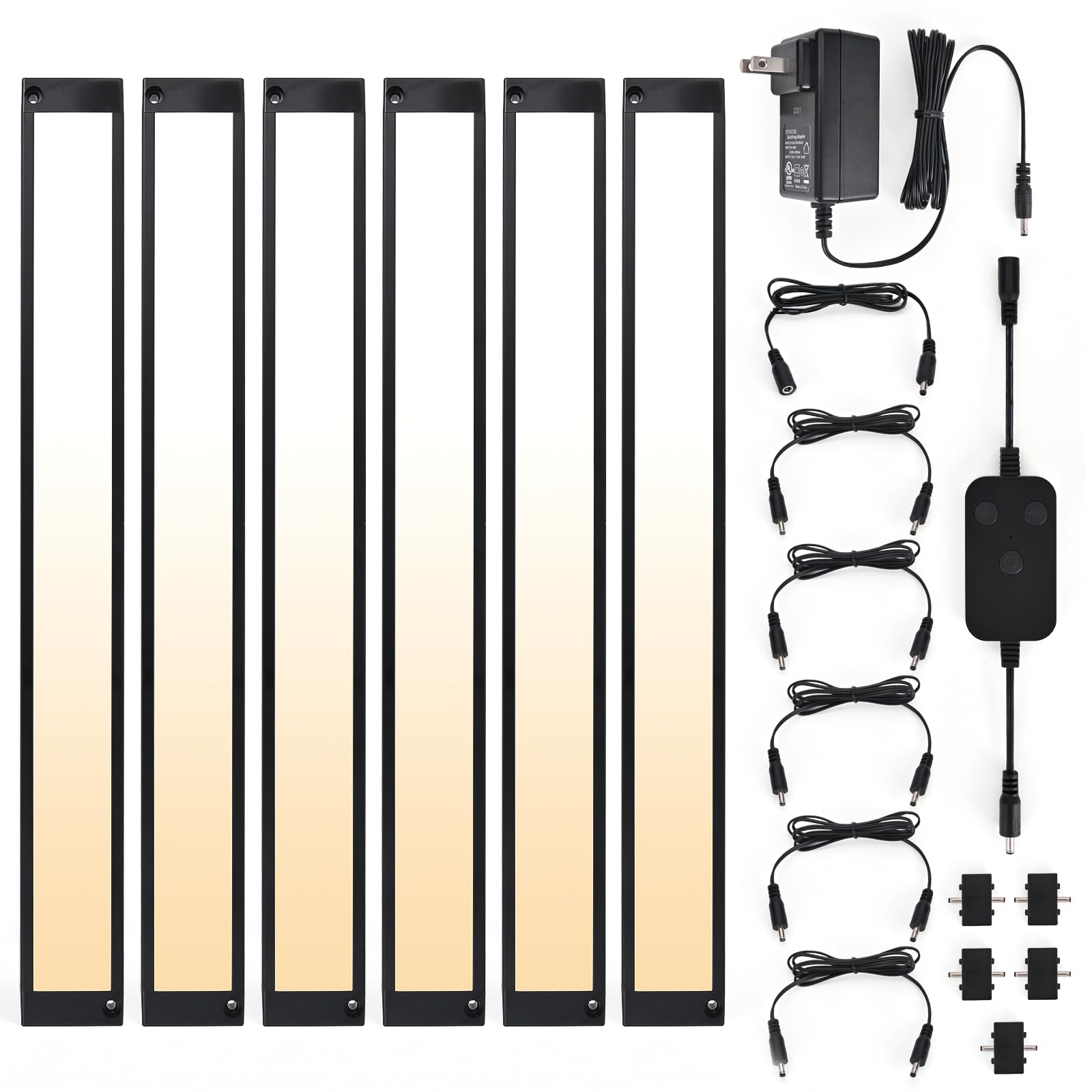 BLESSINGLUX 6pack 12inch Dimmable LED Under Cabinet Light Kit, 2700K to 6000K Smart LED Under Counter Lighting Fixture, Compatible with Alexa, Google Assistant, for Kitchen, Pantry, Shelf (Black)