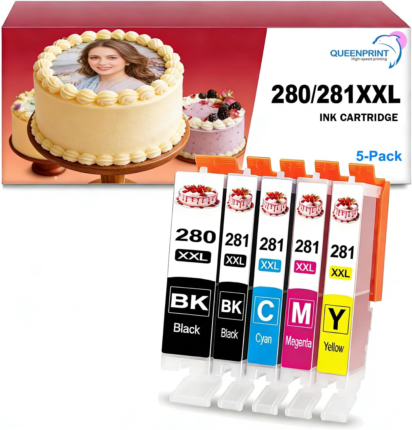 5-Pack PGI-280XXL CLI-281XXL Ink Compatible 280XL 281XL Ink Cartridges Replacement for Canon Printer PIXMA ts702 TR8620a