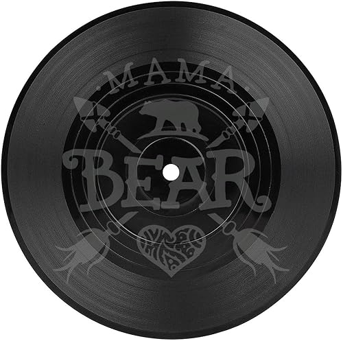 Mama Bear Round Coasters for Drinks CD Pattern Tabletop Protection Mat for Mugs Office Kitchen