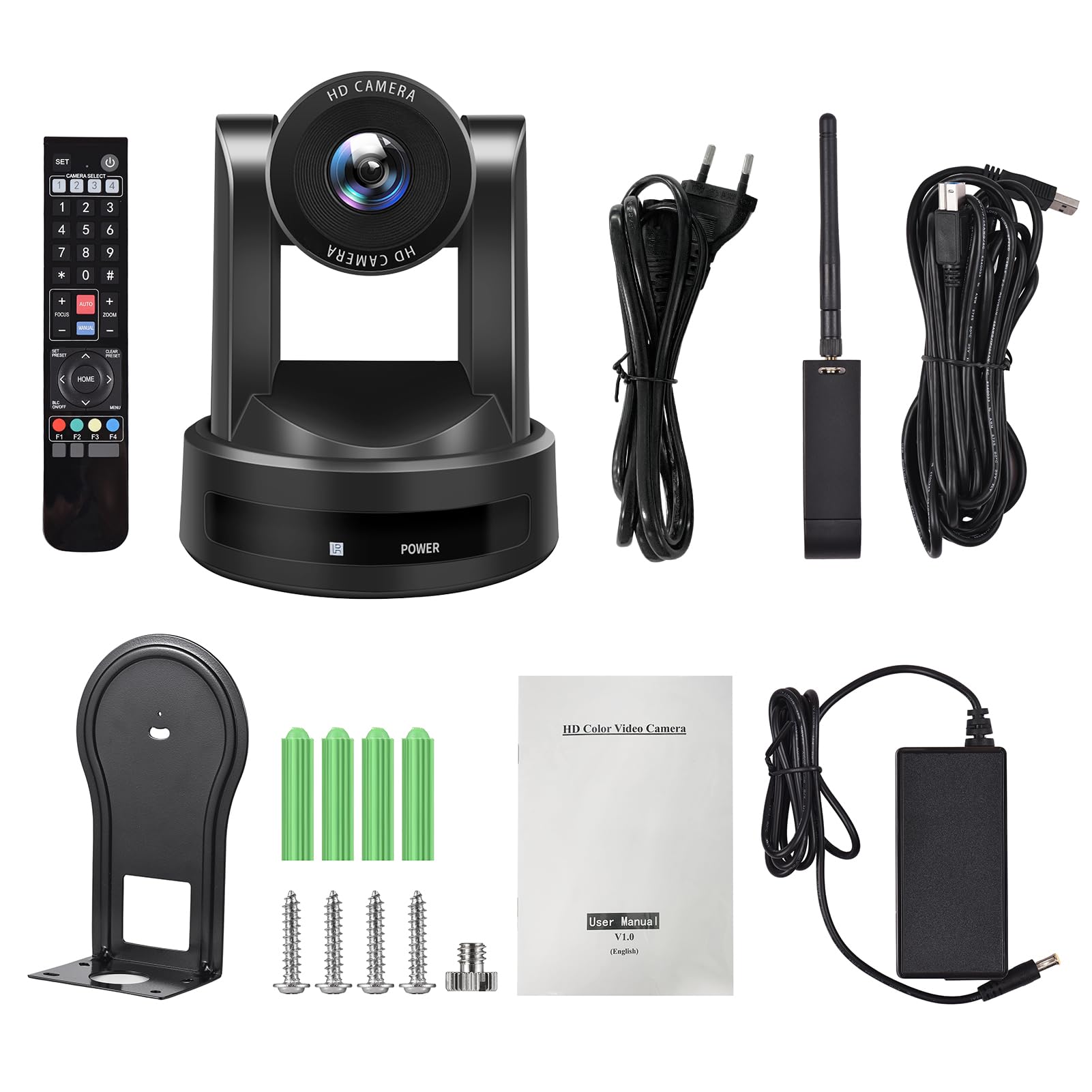Irfora Telecamera PTZ per conferenze 4K 8MP HD Zoom Ottico 10X USB Videocamera Wireless per sala conferenze Webcam Con telecomando per riunioni Business Education
