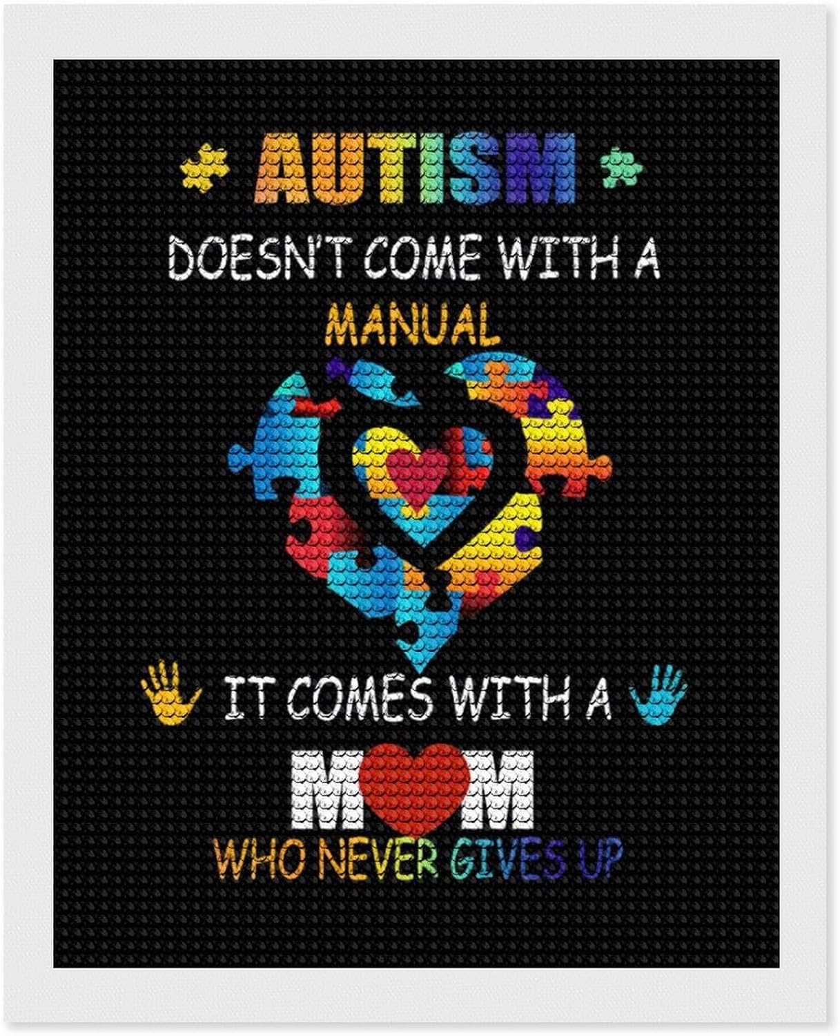 Dolrlasin Autism Awareness Mom Diamond Art Painting Art Kits for Adults Diamond Art Painting Diamond Art Kits 5D Diamond Art Painting Art Kits for Home Wall Decor 12x16inch