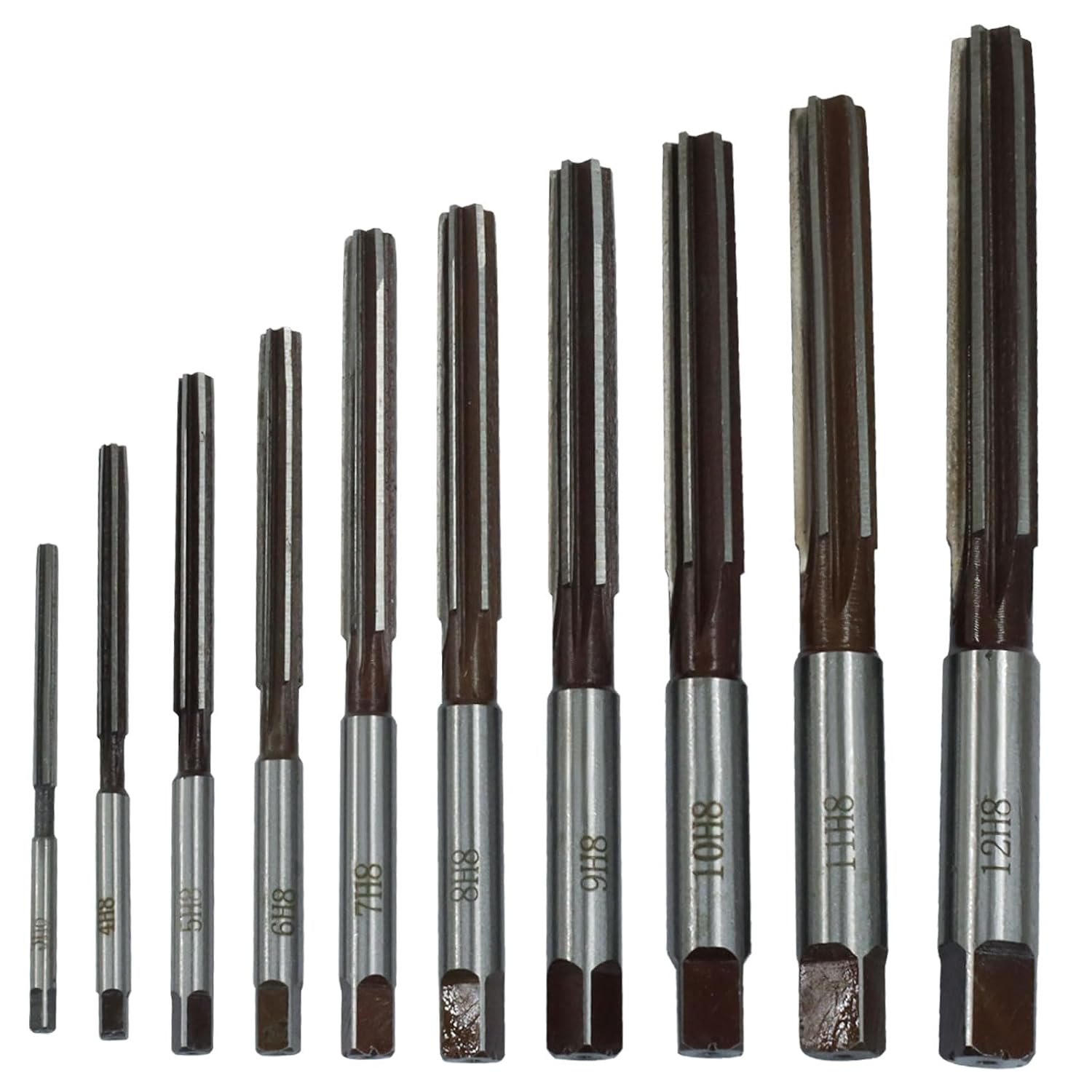 10pcs Hand Reamers Set 6 Flutes Straight Shank Milling Cutter Tool H8 Accuracy Alloy Tool Steel(3mm-12mm)