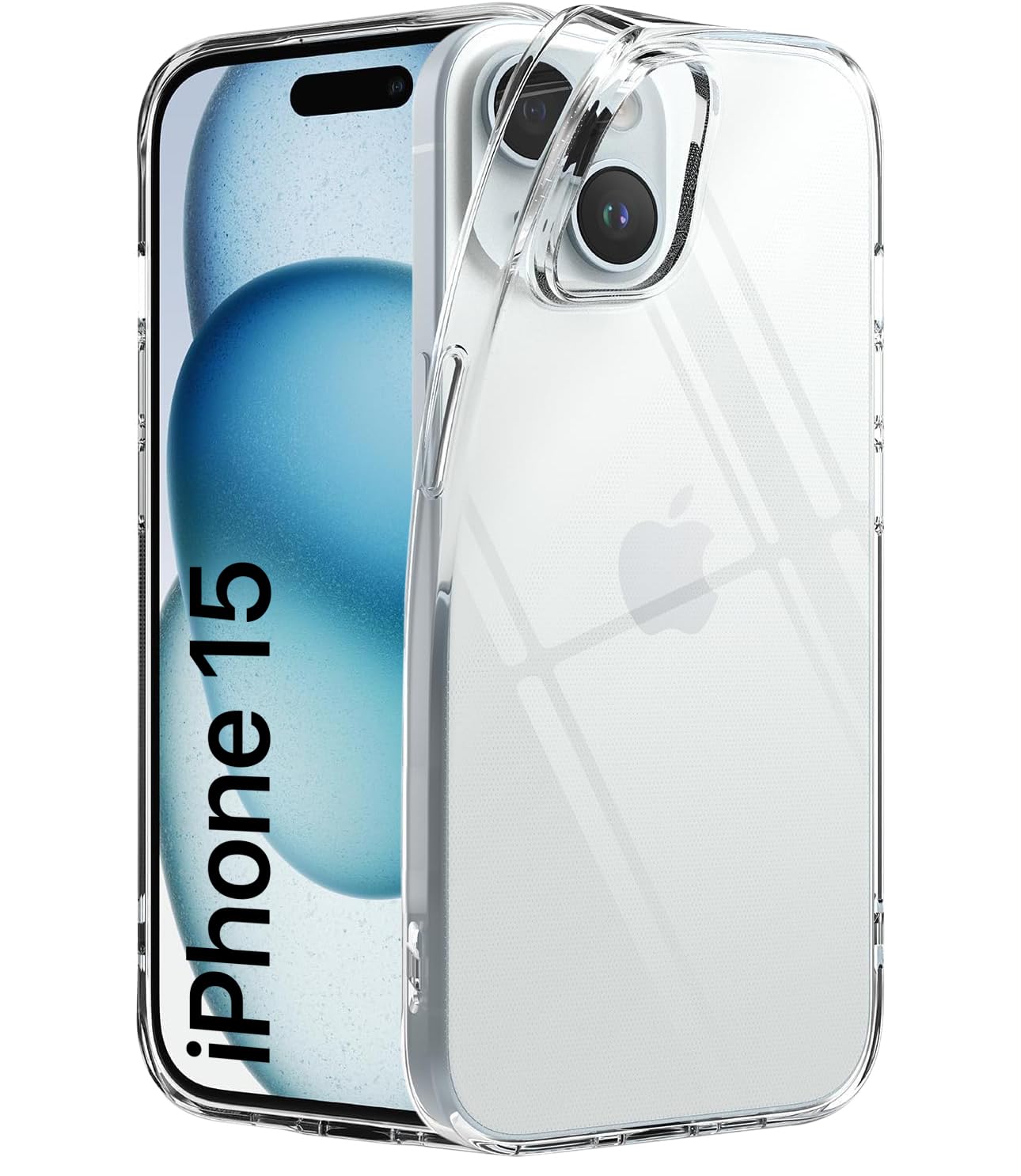 WOW IMAGINE Crystal Clear Back Cover Case for iPhone 15 | Full Device & Camera Protection | Shockproof TPU Silicone Back Case Mobile Cover – Transparent