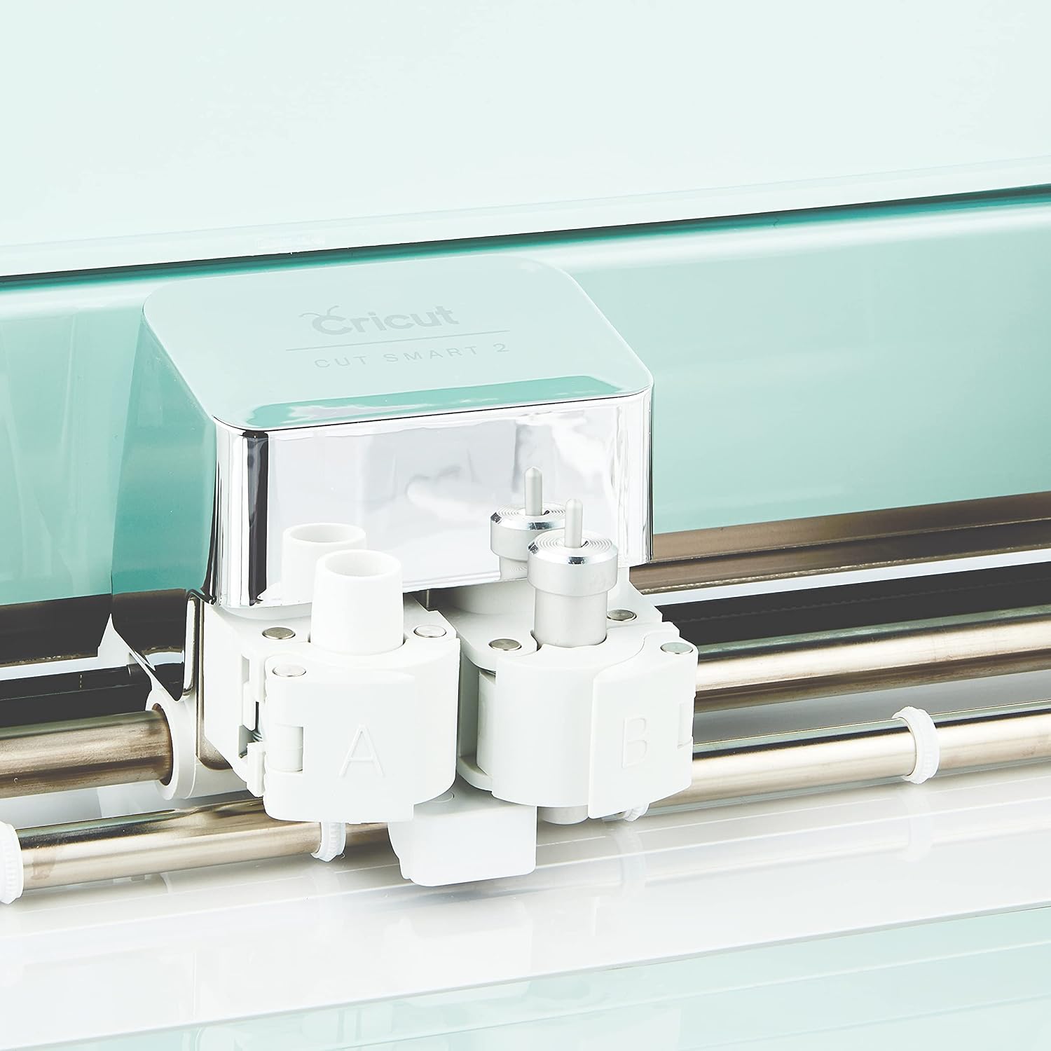 Close-up of the dual tool holders (Clamp A and B) inside the Cricut Explore Air 2