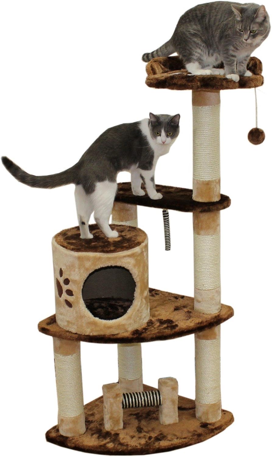 53" Florence Cat Tree in Brown / Beige - Premium Cat Tree for Large Cats and Kittens, Cat Furniture Bundles with Scratching Post and Cat…