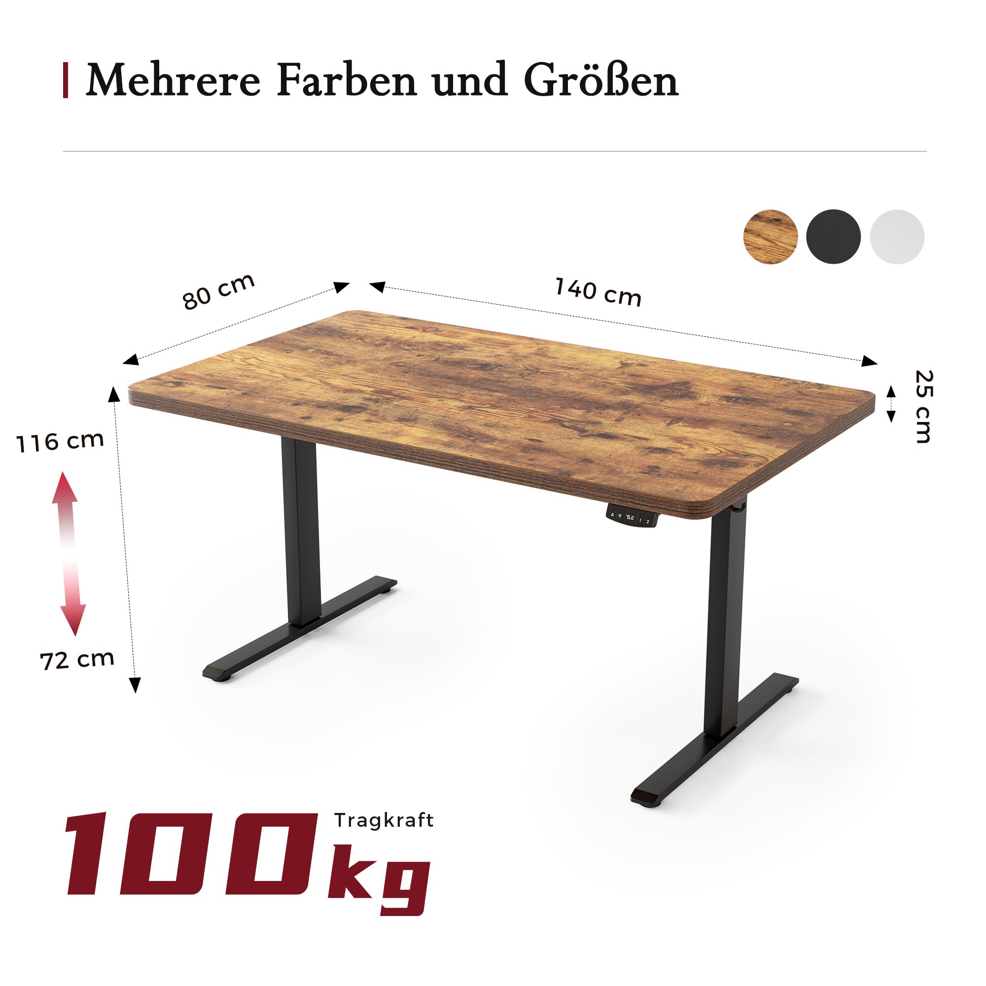 Klicelor Höhenverstellbarer Schreibtisch 100 kg Belastbarkeit