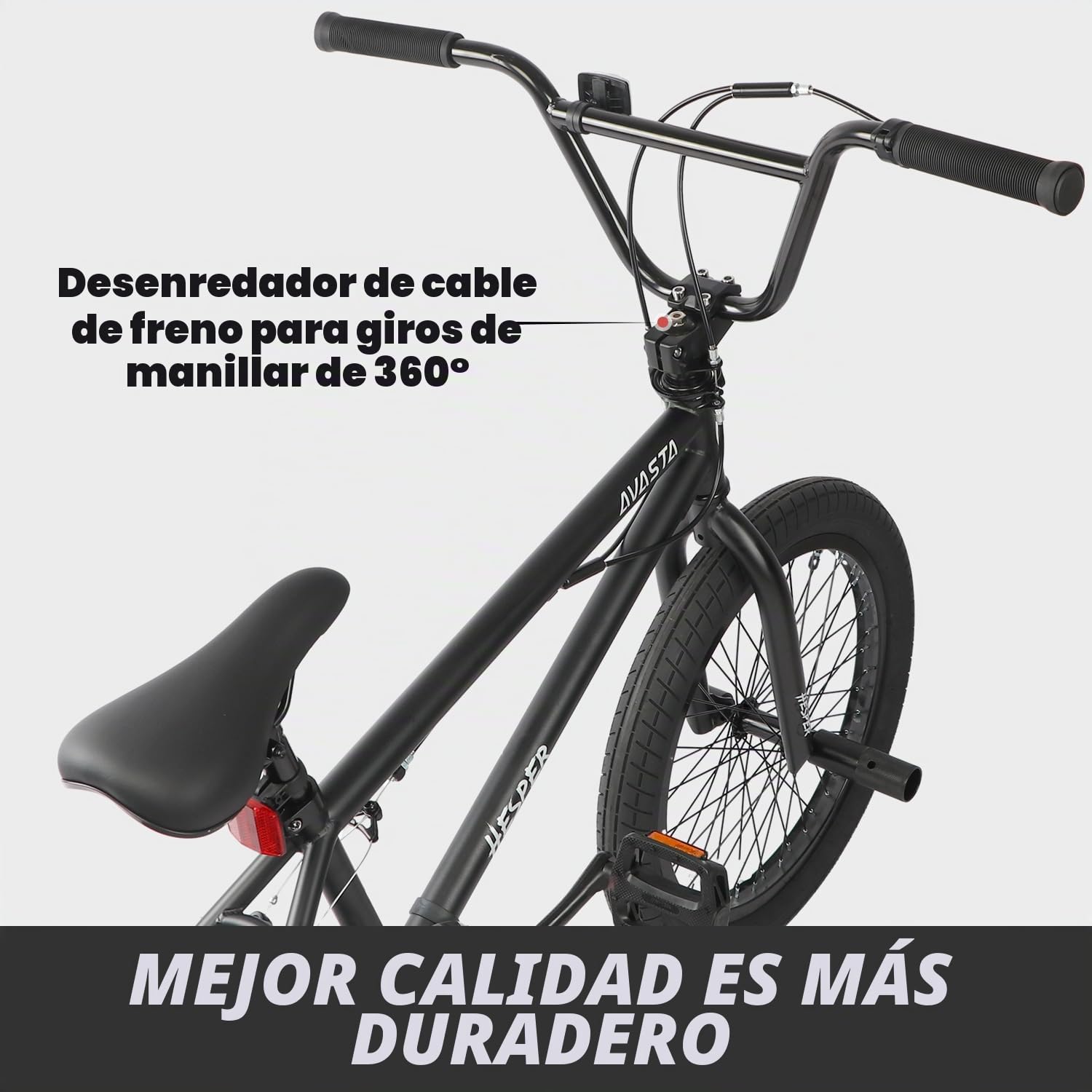 AVASTA Hesper - Bicicleta BMX Freestyle de 20 pulgadas para niños con 4 clavijas, bicicletas para niños de 6 a 14 años y principiantes, color negro