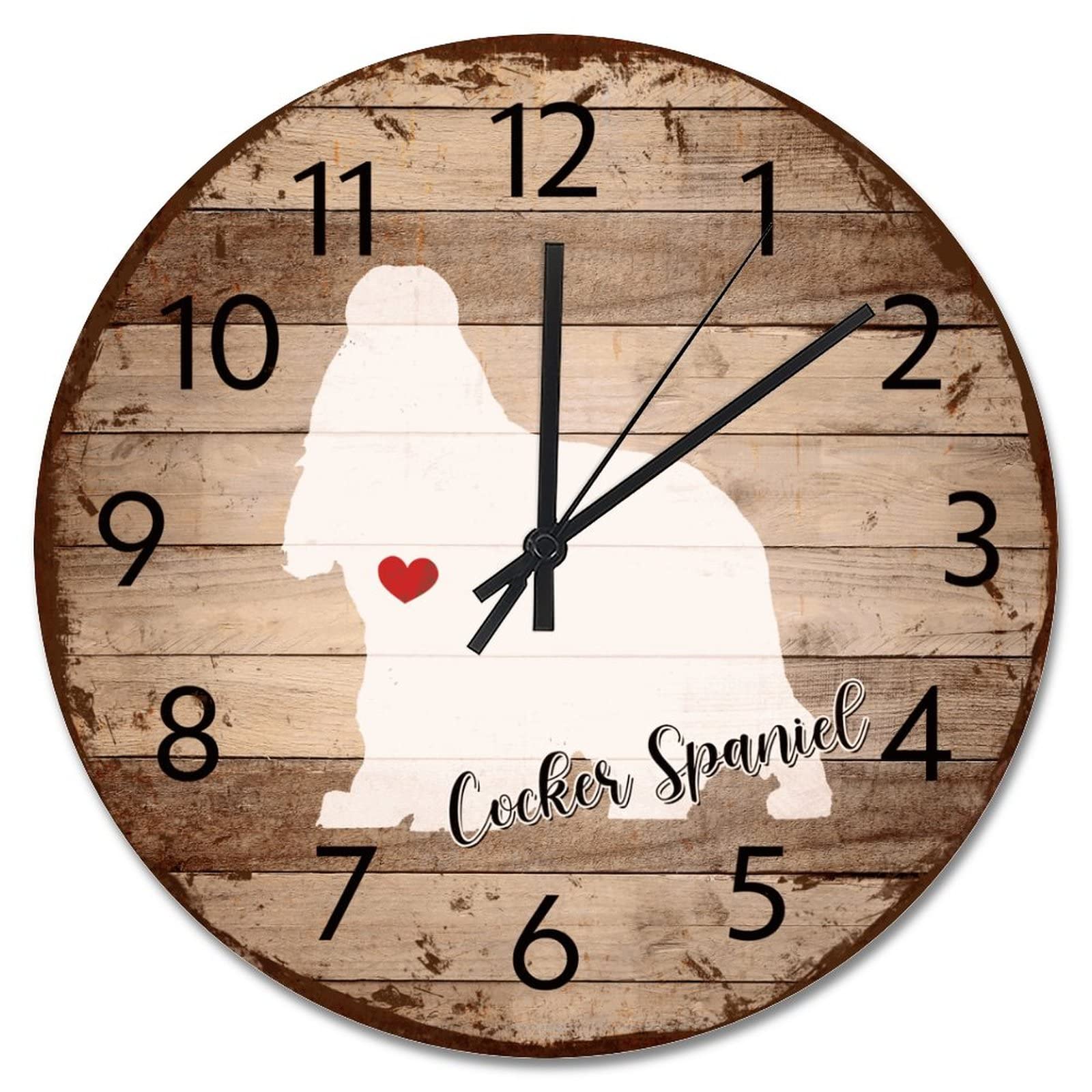 Grande horloge murale cocker en bois retrograde de haute qualite artistique