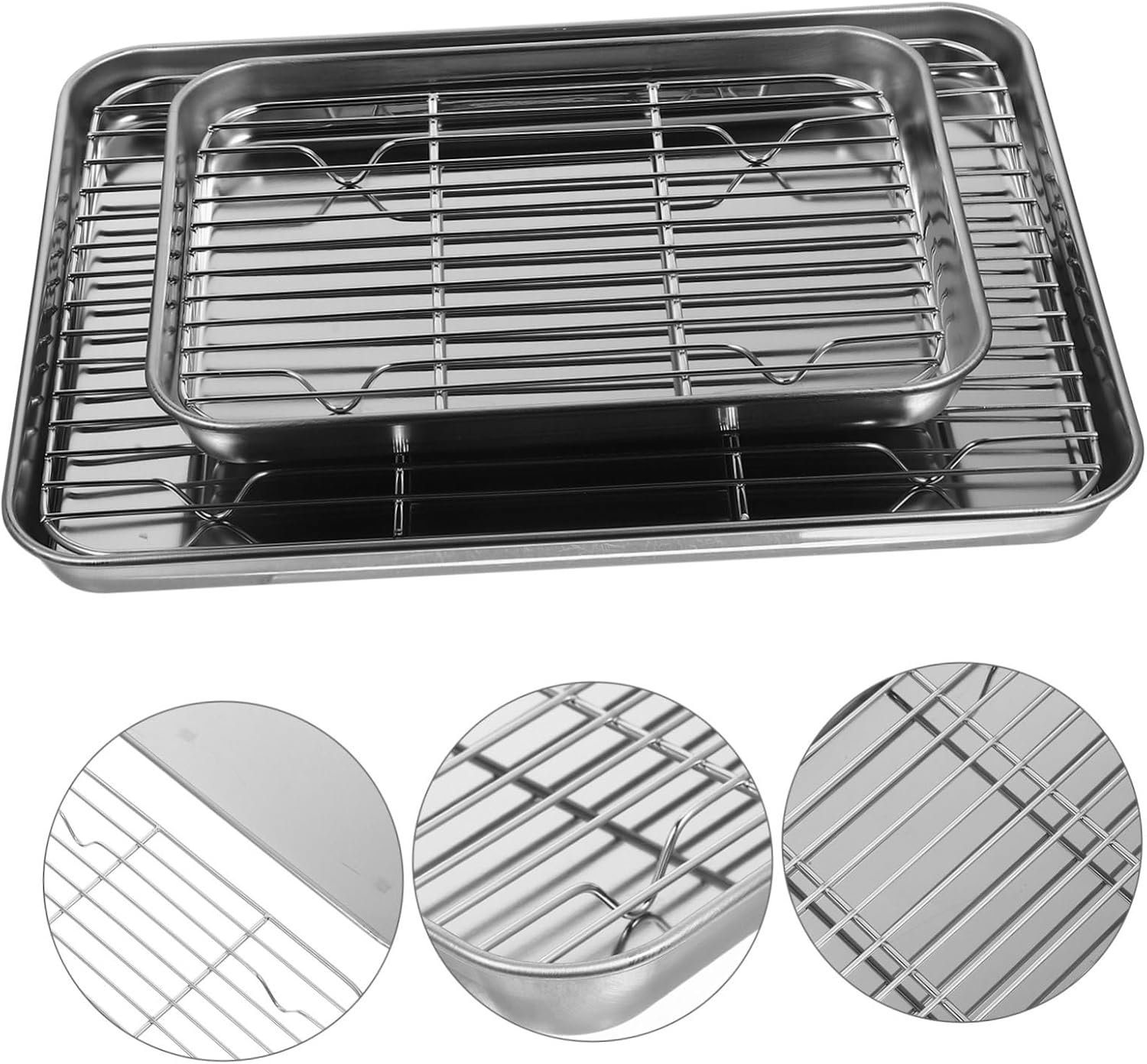 Cabilock 2pcs Draining Pan Wire Rack Includes Stainless Steel Baking Sheets Pizza Steel Baking Tray for Easy Cleanup