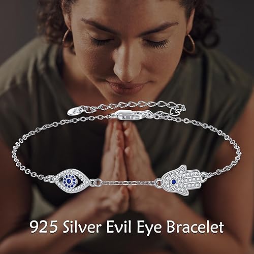 Miniatura 6 de Evil Eye Hamsa Witches Knot Bracelet Sterling Silver Bracelets Good Luck Protection Amulet Pagan Wiccan Jewelry for Women