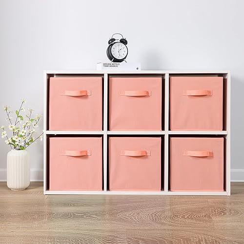 Miniatura 4 de Stero Paquete de 6 cubos de almacenamiento de tela de 13 x 13 x 13 pulgadas, divertidos cubos de almacenamiento duraderos con asas, canastas