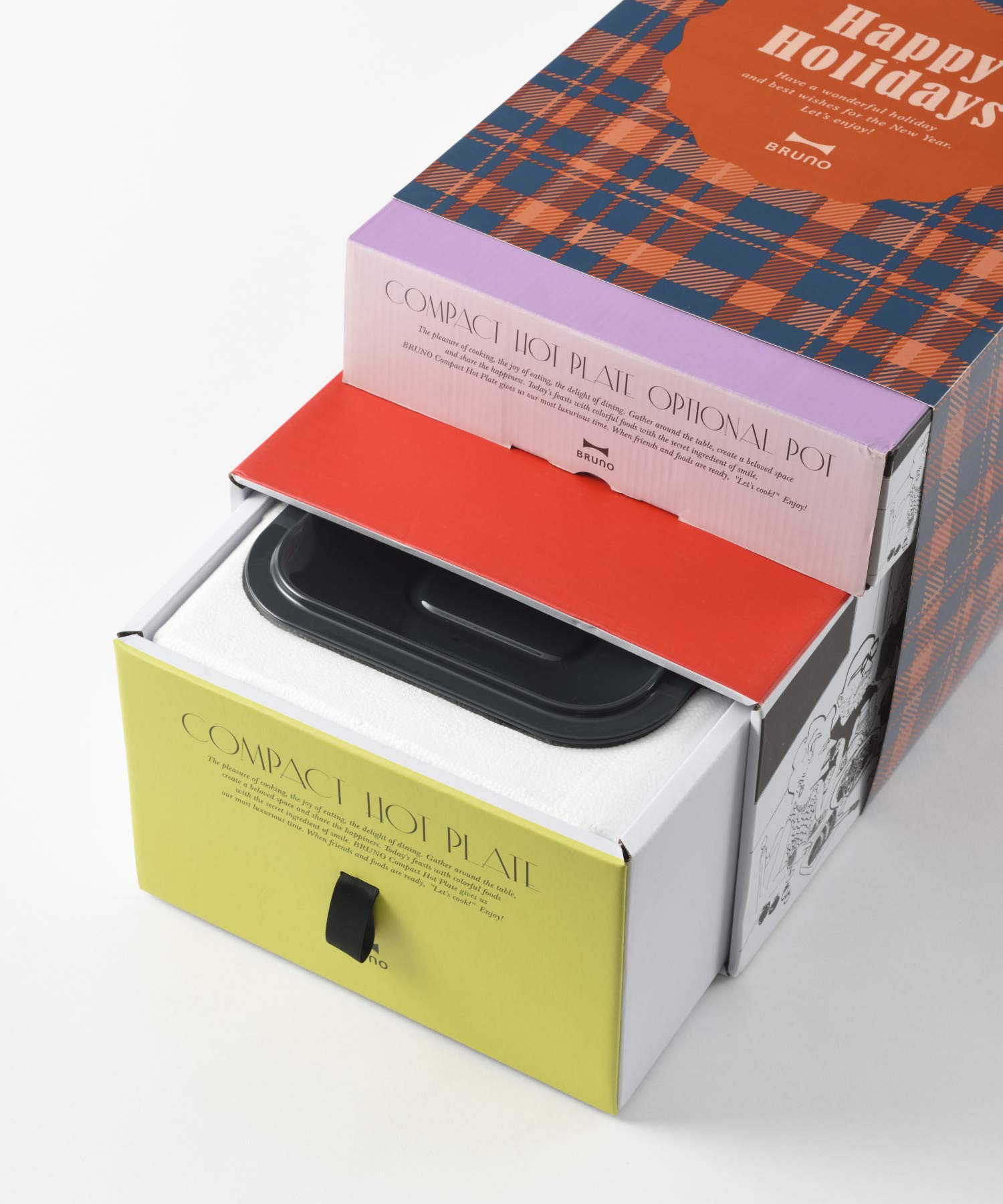 ブルーノ　コンパクトホットプレート、鍋セット　Happy Holidays 新品 BRUNO BRUNO Happy Holidays コンパクトホットプレート BOE021