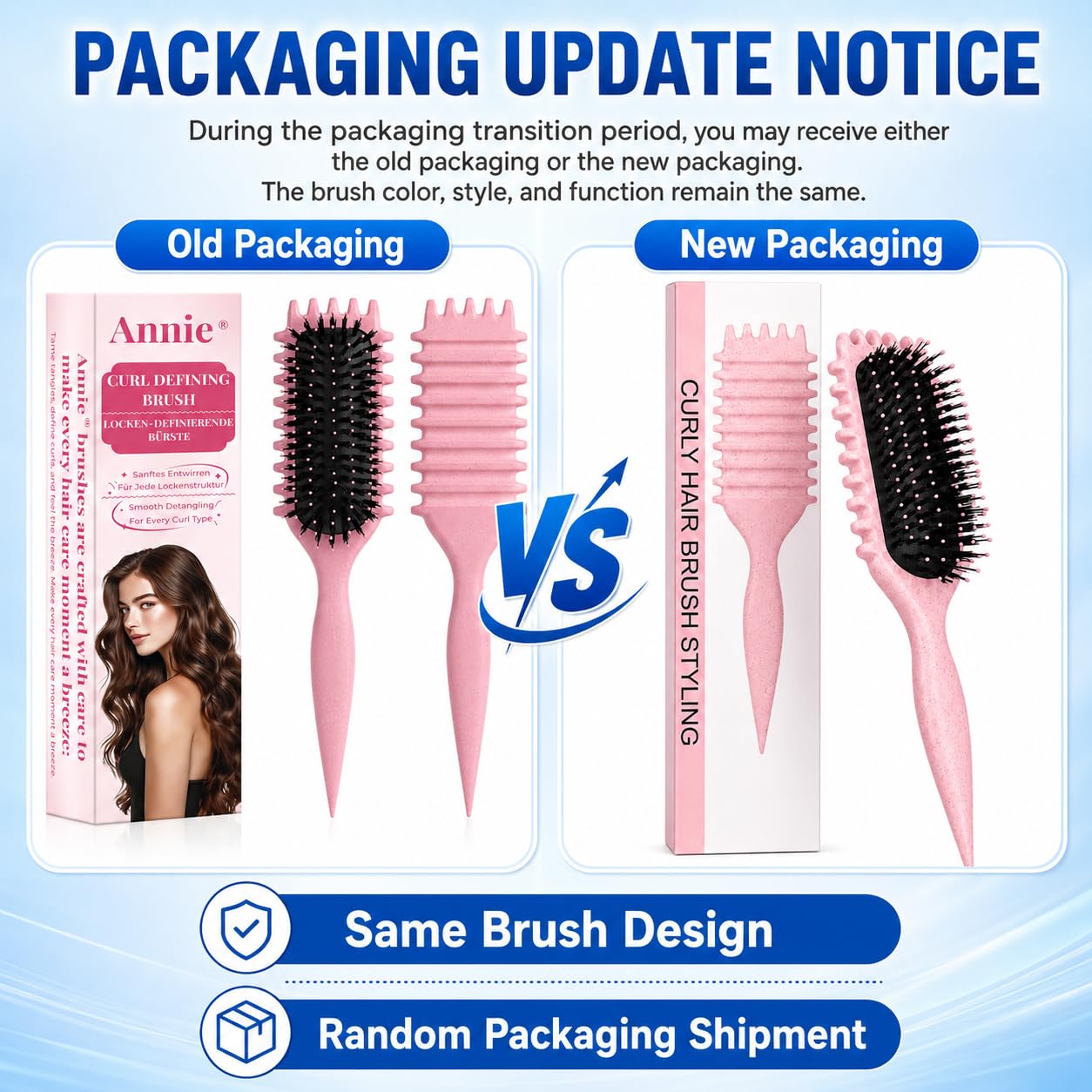Brosse cheveux bouclés pour boucles définies parfaites - Brosse à friser antistatique avec design d'aération pour cheveux secs et humides - Idéale pour les cheveux bouclés et volume (Rose)