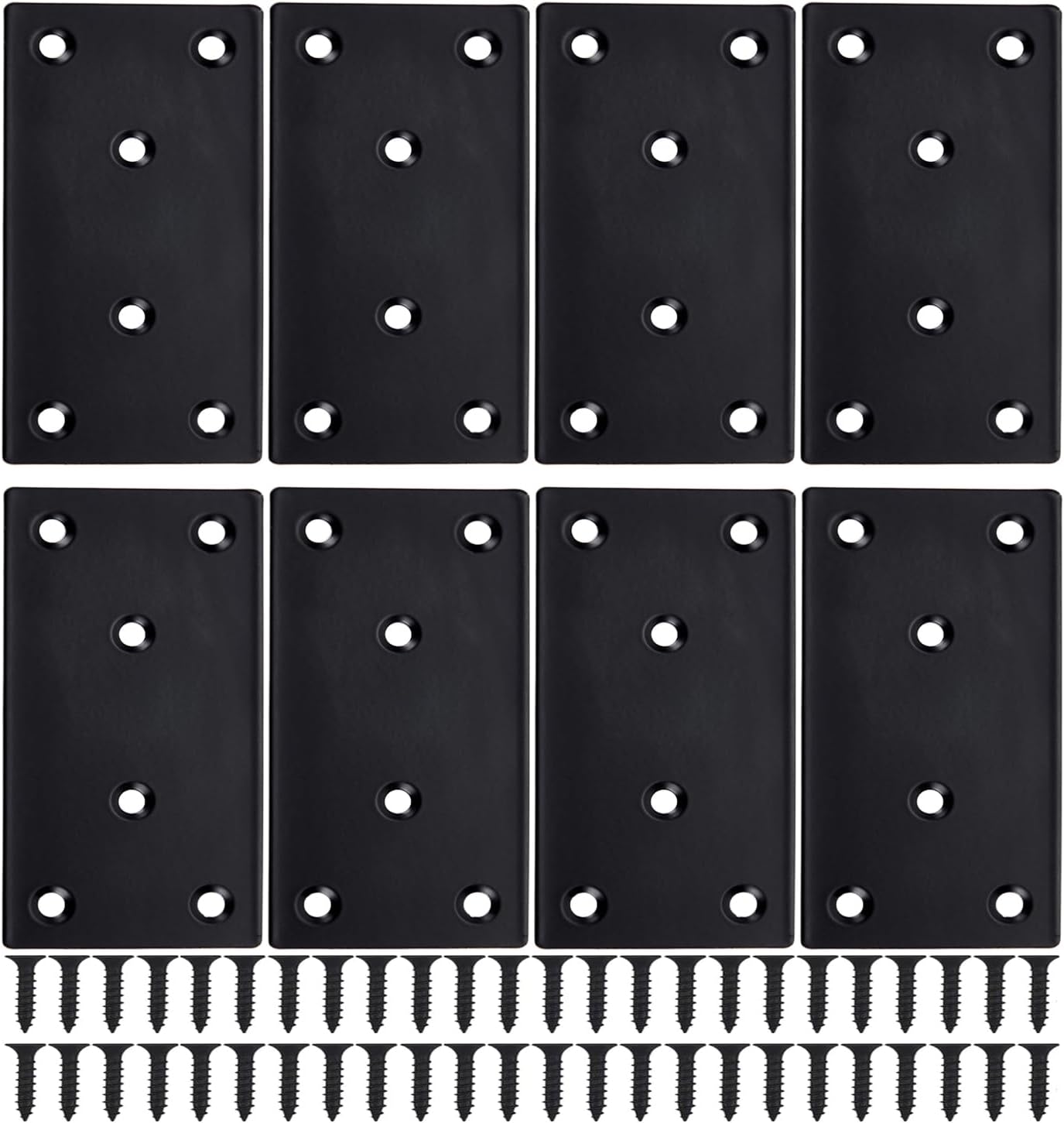 4 PCS Mending Plate Flat Bracket 100x50 mm Heavy Duty Metal Brace Steel Straight Brackets Repair Plate Fixing Bracket for Wood Shelf Cabinet Furniture
