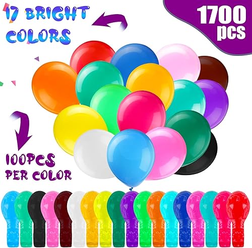 Miniatura 3 de Yahenda 1700 globos surtidos de 12 pulgadas, globos de látex arcoíris coloridos para fiestas, cumpleaños, suministros de baby shower, decoración de