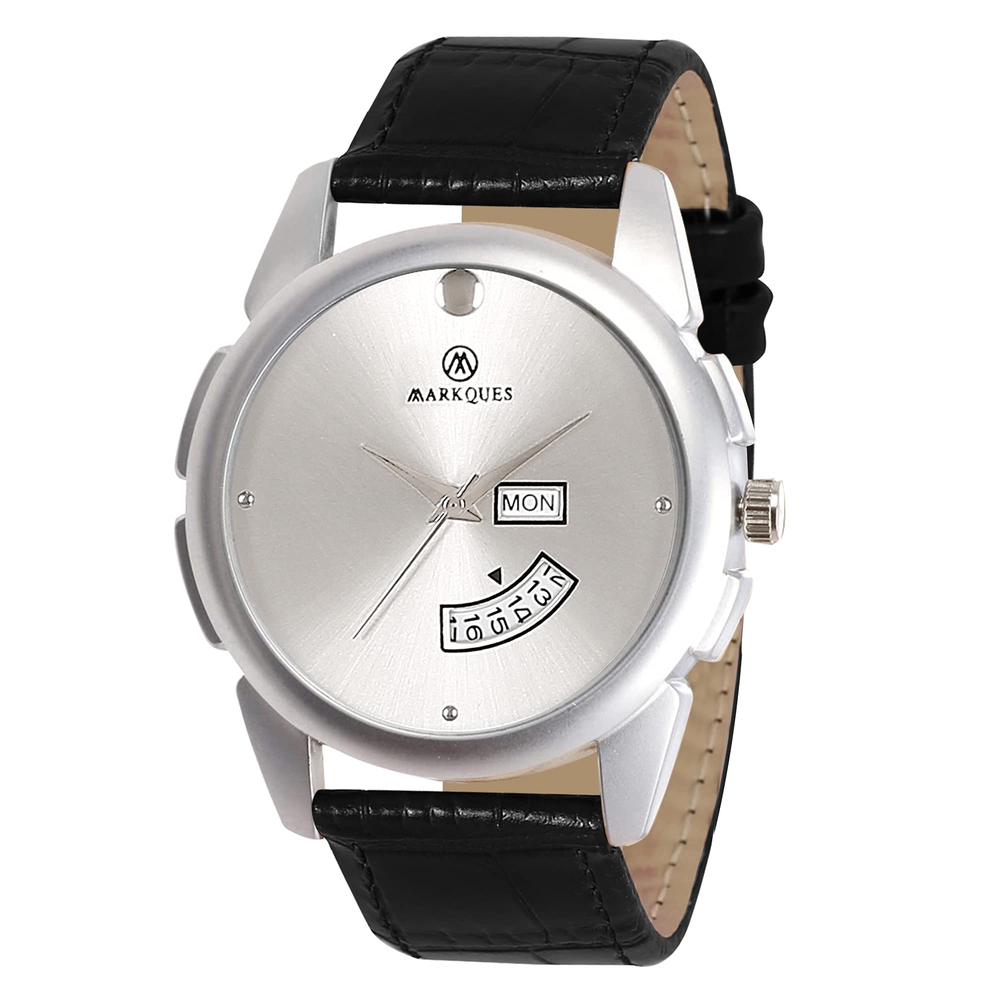 MARKQUES Steve Day & Date Analog Watches for Mens and Boys (Silver & Black Color Watch) (STV-770901) (B097RZ52J9) Amazon Price History, Amazon Price Tracker