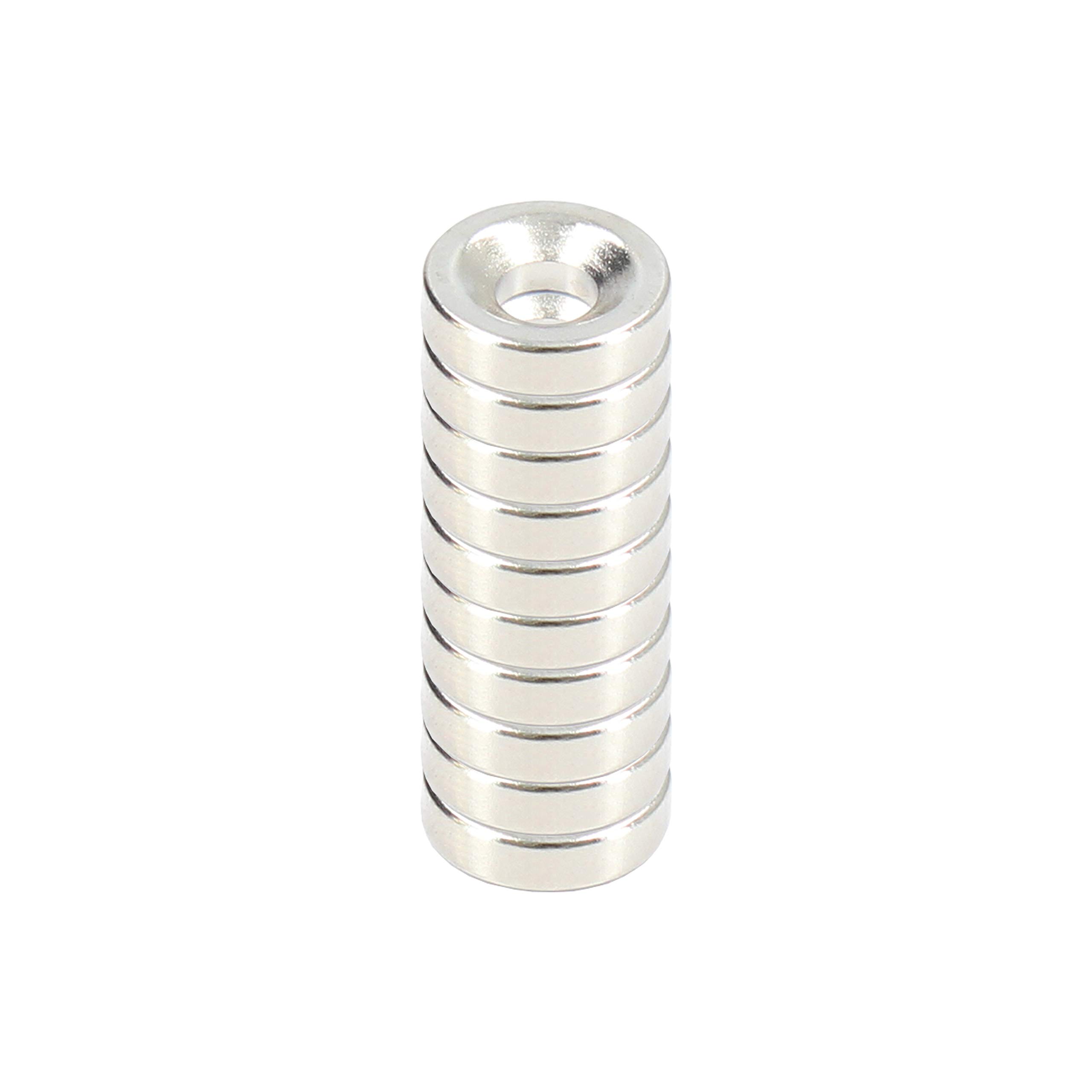 Ferrestock FSKNDC008 pack de 10 imanes de neodimio redondos de 20x4 mm con agujero de 6 mm