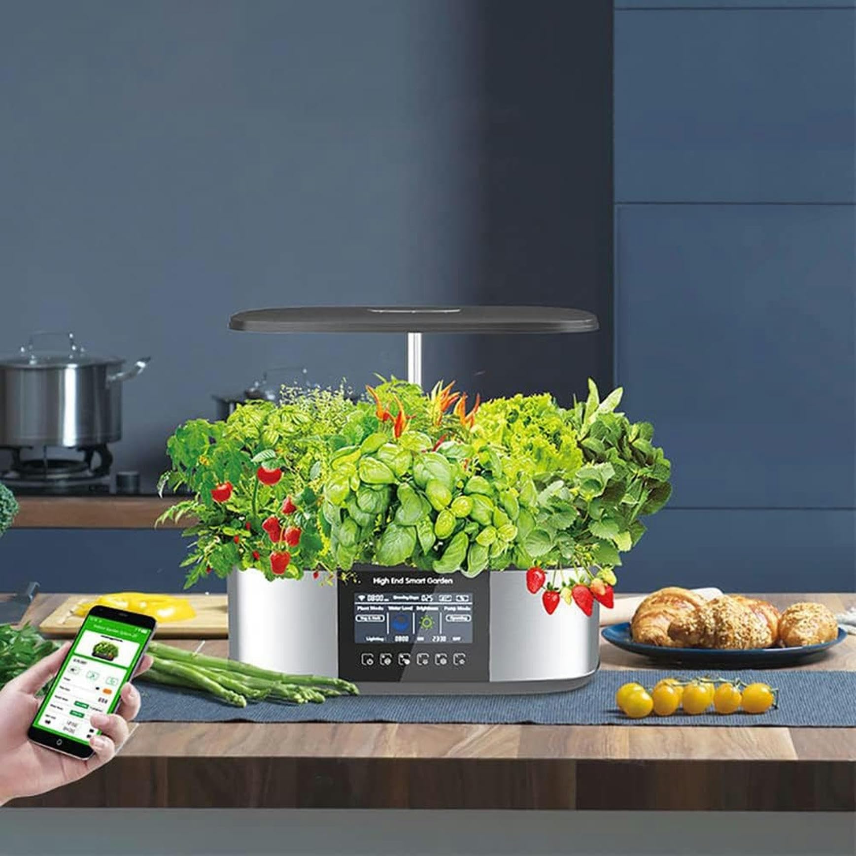 Garden Smart Macetero, 21 Pods, Automatisches Intelligentes Hydroponic Culture -System Fügen Sie Wasser Und Nährstoffe Mit 4,8 -Zoll -LCD -Betrachtung, Gartenkeimungs -Kit Hinzu