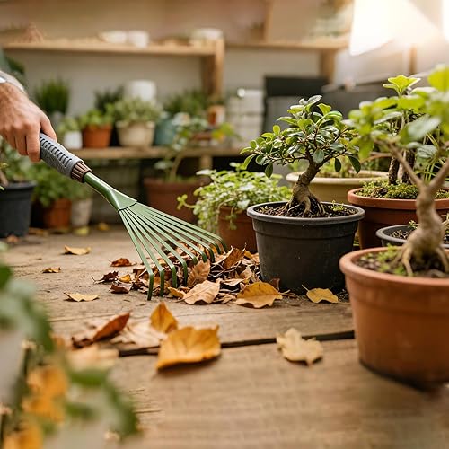 Miniatura 7 de 5 piezas de rastrillo de mano de jardín de 9 dientes, rastrillo de mano pequeño con agarre antideslizante, rastrillos de mano gruesos herramienta de