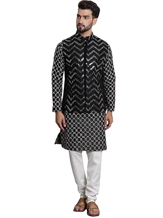 SOJANYA (Since 1958 Men's Silk Blend Kurta and Pyjama with Nehru Jacket