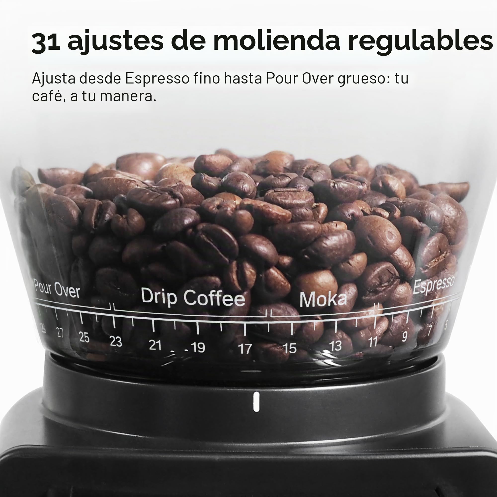 HIBREW G3 - Molinillo de café, 31 niveles de precisión, molinillo de café eléctrico para hervidor turco/espresso/mocha/goteo/French Press