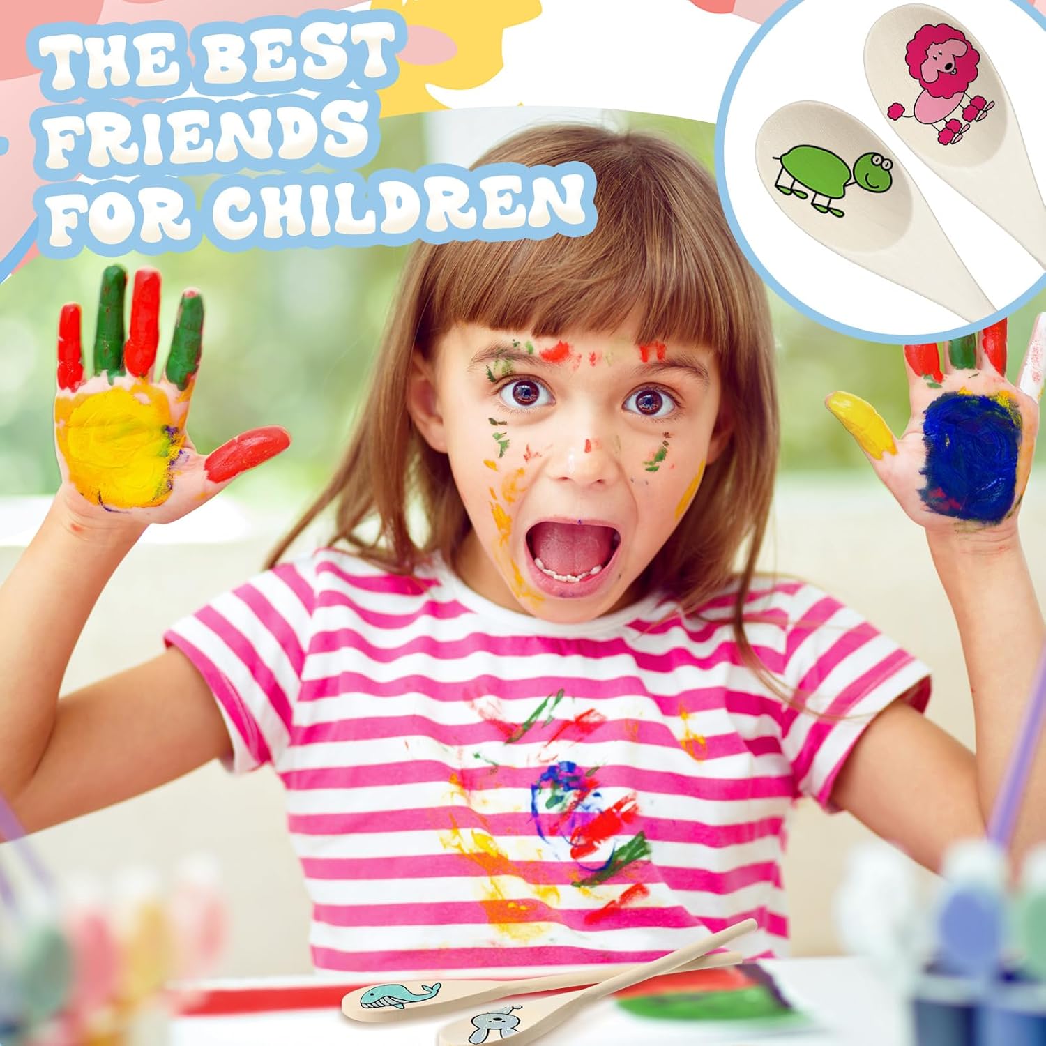 Suzile 100 Pcs 8 Inch Wooden Spoons Bulk Gifts for Mom Cooking Kitchen Wooden Serving Spoons for Crafts Oval Sauce Soup Stirring Ladle for Kitchen Baking Mixing Serving