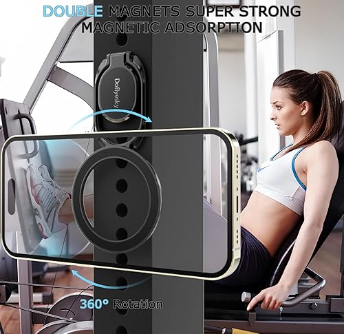 Miniatura 3 de Soporte de Anillo Magnético para Teléfono con Magsafe, Anillo de Dedo Ajustable Doble para Gimnasio, Agarre de Teléfono Desmontable, para iPhone,