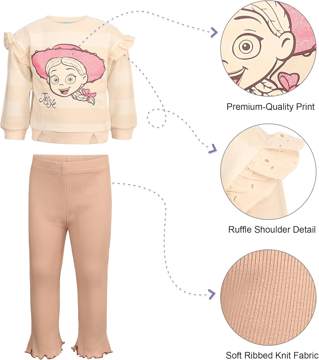 Magic Threadz Disney Clothes Baby Girls Pant Set – Minnie Mouse, Stitch & Toy Story Ruffle Top with Pants Outfit (12M–24M) - Image 6