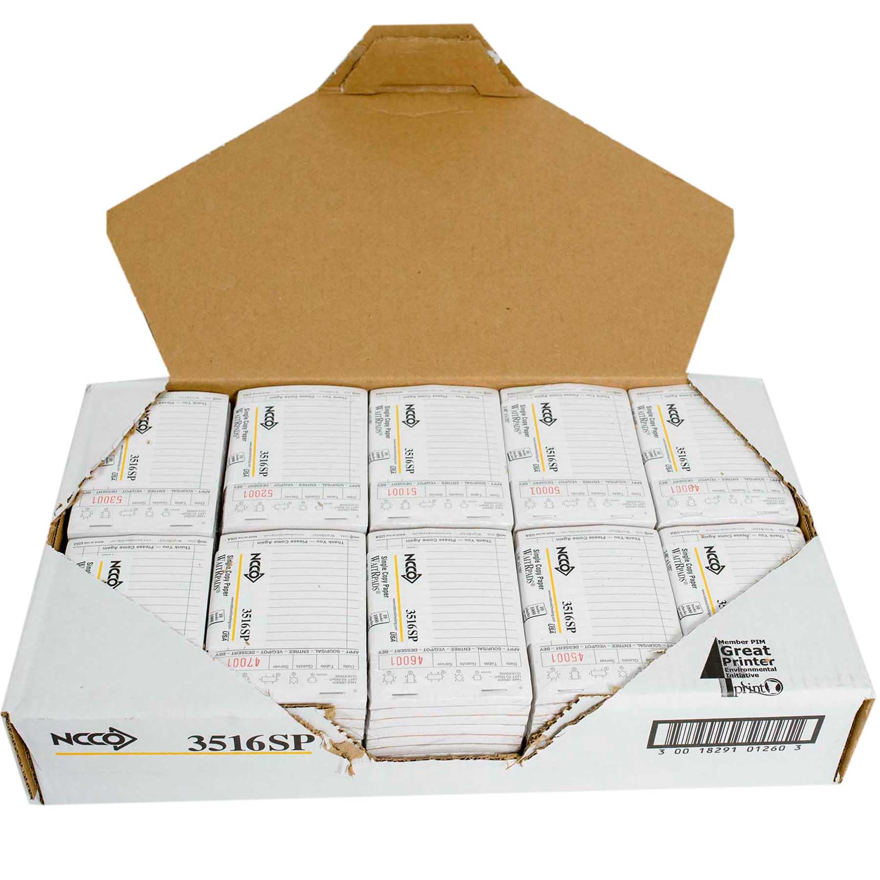 National Checking Company Waitrpad Paper - 1 Part White by NCCO – 3.5 x 5.125, Paper, White, Model 3516SP