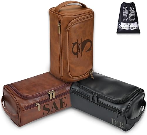 Neceser de Cuero Personalizado para Hombres, Kit de Viaje Dopp Grabado Personalizado, Regalo de Iniciales de Nombre Personalizado para Padrinos de