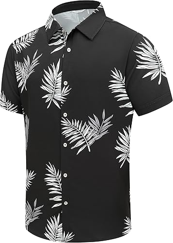 Miniatura 41 de SheLucki - Camisa hawaiana para hombre, unisex, de manga corta, con botones, para la playa y el verano, ropa casual estampada con sombra de palmas
