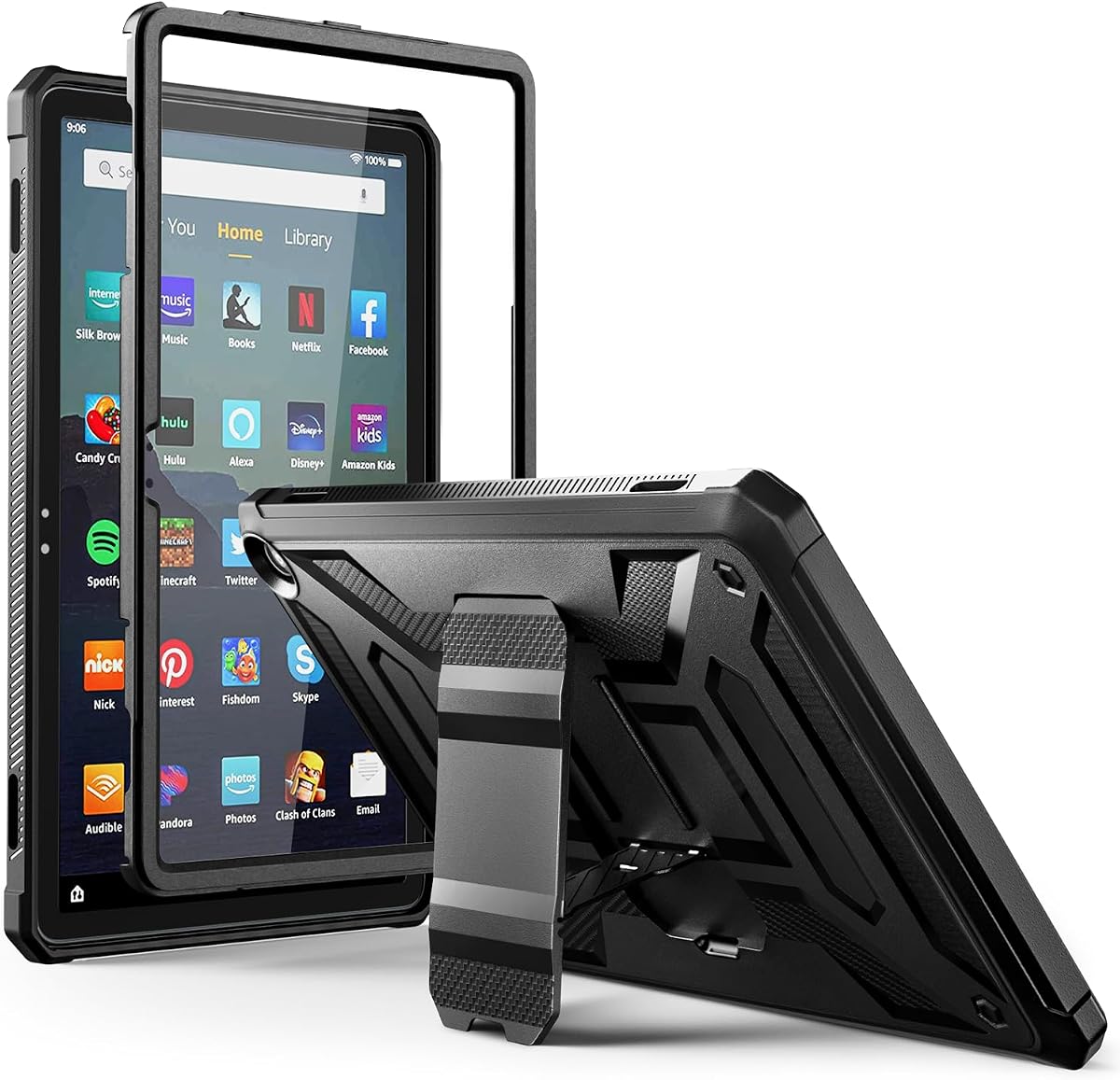 Funda para tableta Fire Max 11 (13.a generación, lanzamiento 2023) Negro | Cubierta Trasera Robusta de Cuerpo Completo con Soporte de Visualización Manos Libres y Protector de Pantalla, Incompatible con iPad Samsung - Negro