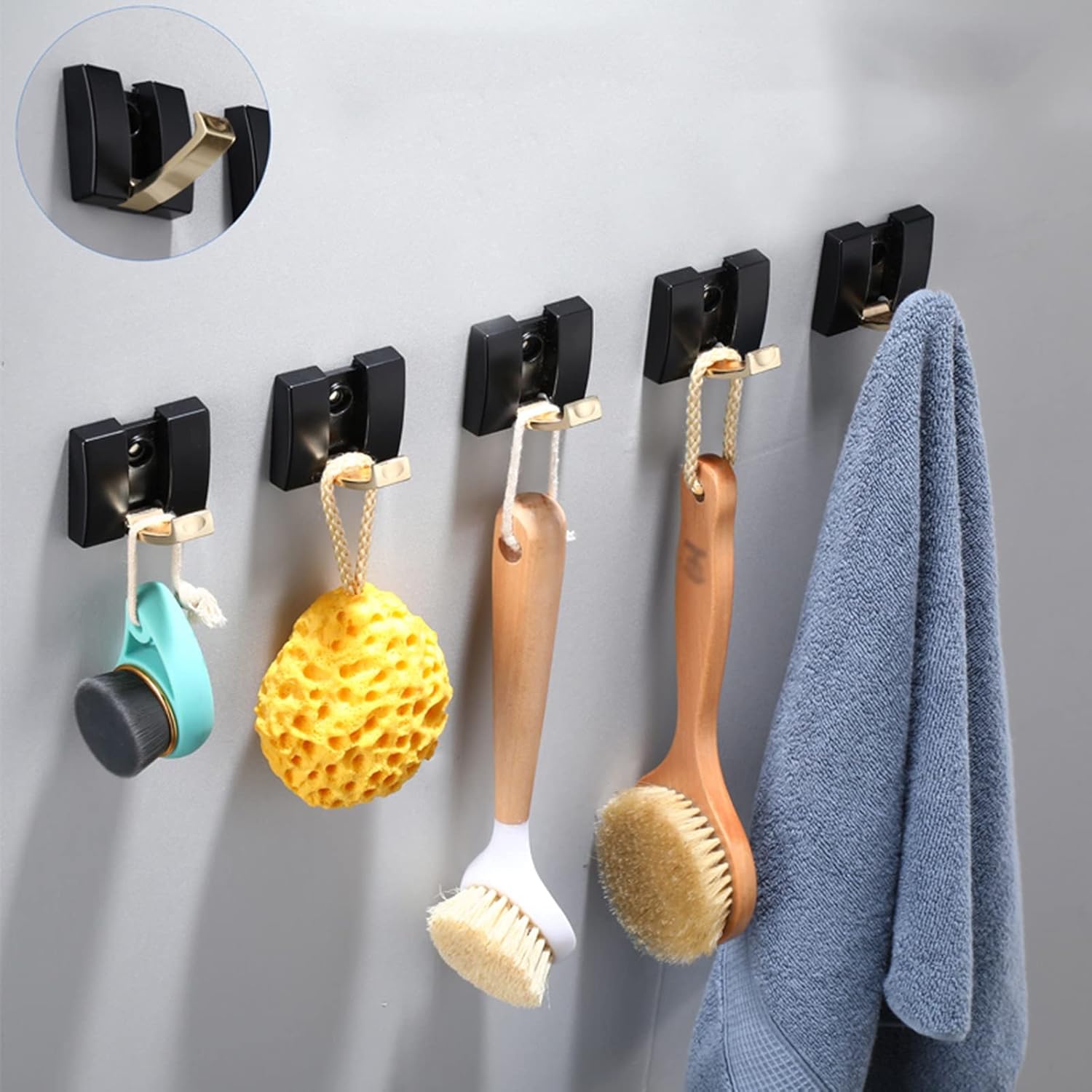 Wall-Mounted Coat Rack Nail Free Hooks Over The Door Gold Wall Hook Home Bathroom Organizer Rack Clothes Coat Hat Towel Hanger Over Robe Hook Coat Rack Coat Rack Hooks
