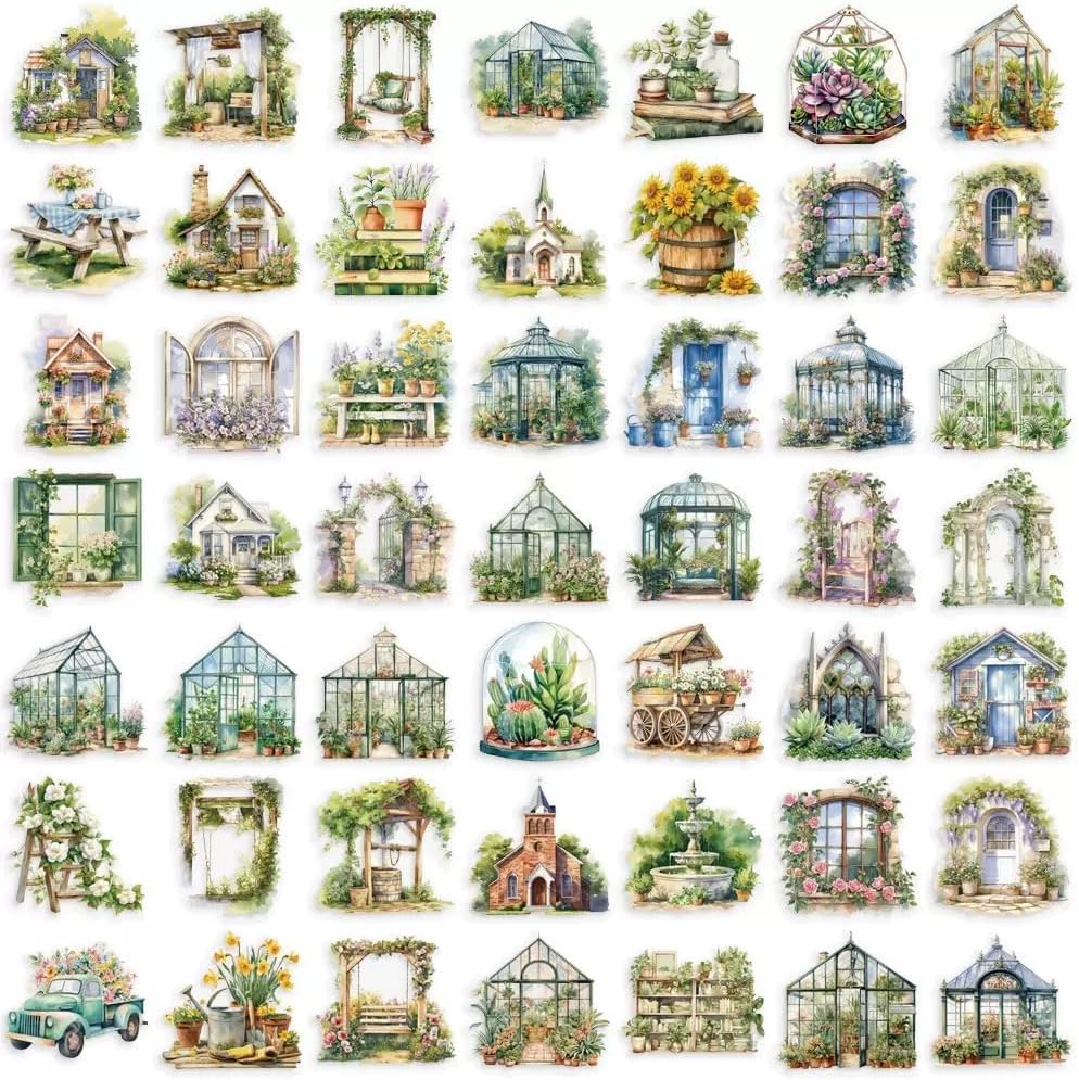 50 PCS Garden Landscape PET Stickers, Floral Stickers for Scrapbooking for Kindles, Water Bottles, Laptops, DIY for Adults, Teens, Kids image 5