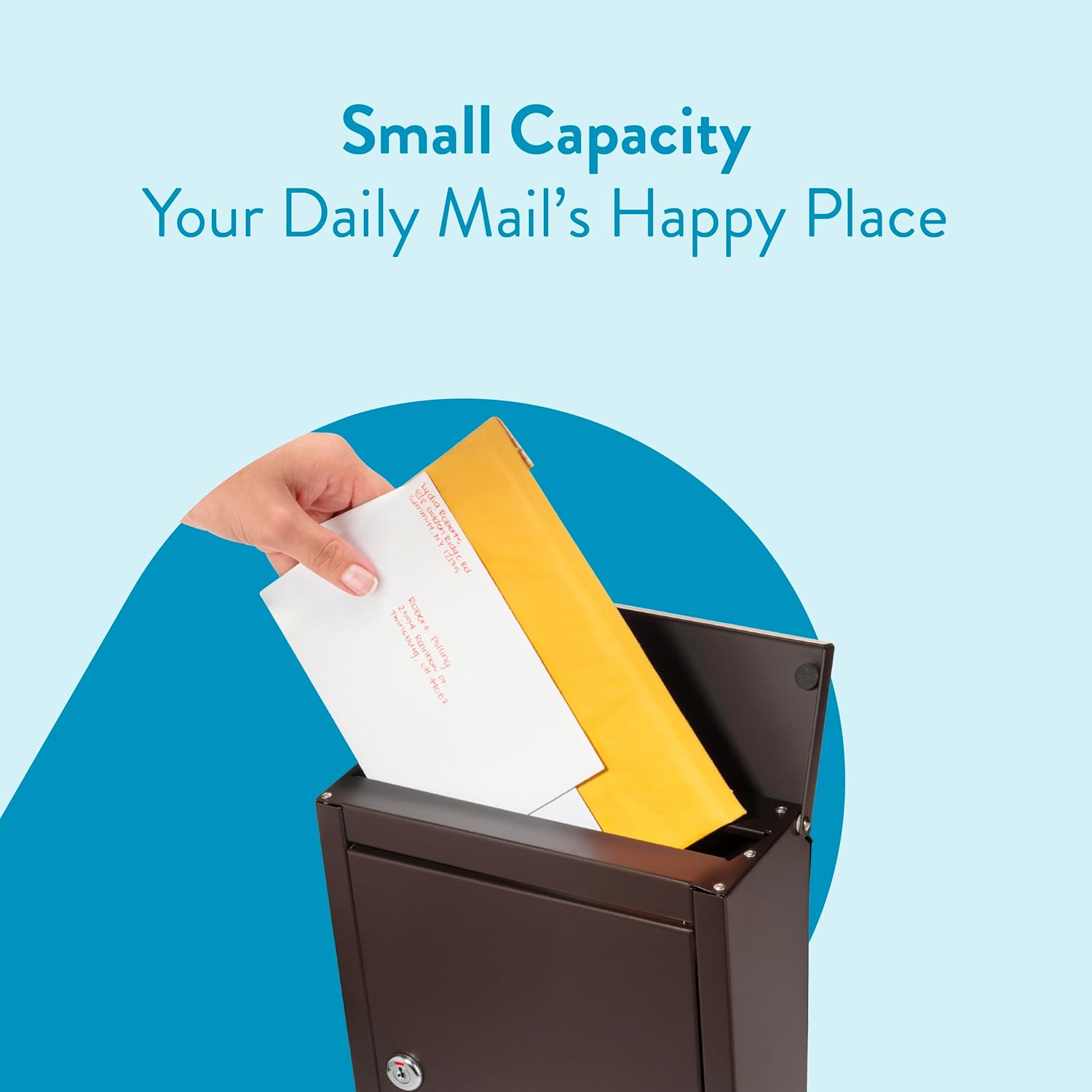 Architectural Mailboxes Chelsea™ Locking, Vertical Wall-Mounted Mailbox for Outside, Metal Galvanized Steel Small Mail Box with Lock and Key Drop Box, Rubbed Bronze