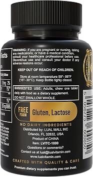 LUAL Vitamin C 500mg Chewable Tablets, Tropical Fruit Flavor, Immune Support & Antioxidant Supplement, Gluten Free, 200 Chewable Tablets