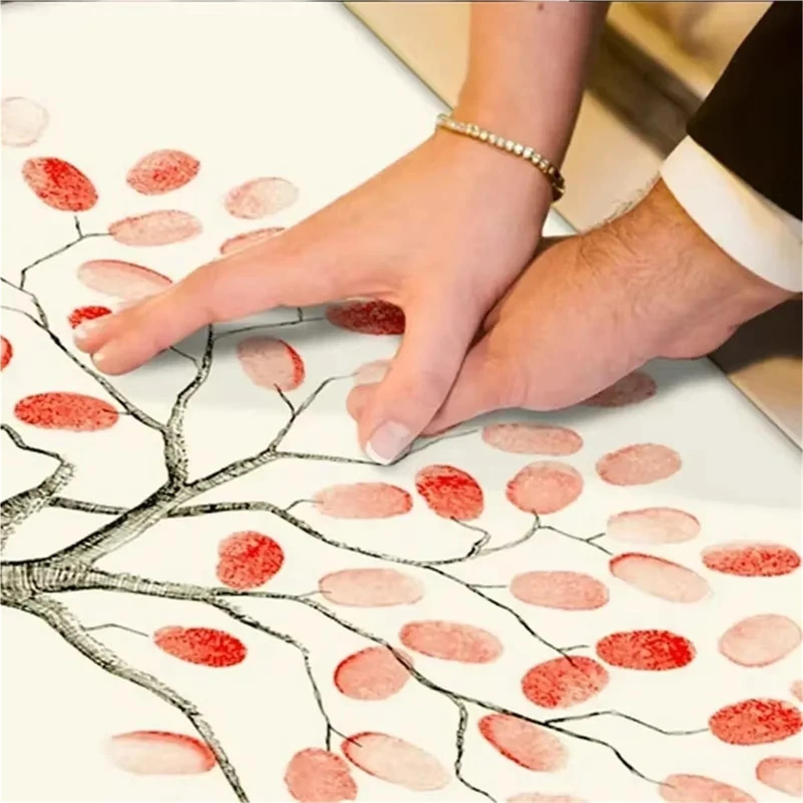 Hochzeits-Fingerabdruck Baum Hochzeit Fingerabdruck Baum Leinwand Malerei DIY Gästebuch for Party Dekor(60x80cm 24x32inch,Style06)