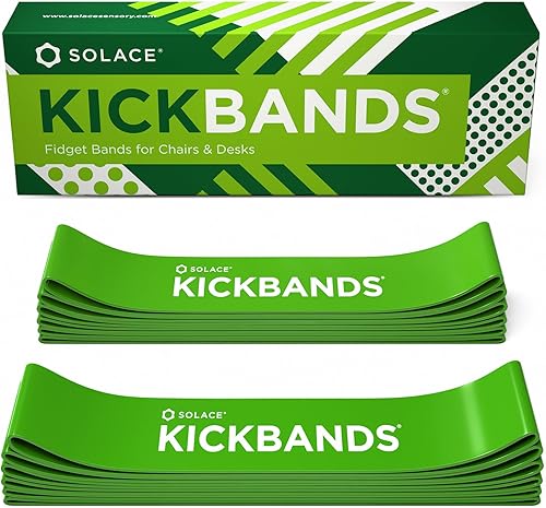 Miniatura 10 de KICK BANDS Bandas para sillas para niños con pies inquietos, paquete de 24  Bandas antiestrés para TDAH para sillas y escritorios de aula  Solace