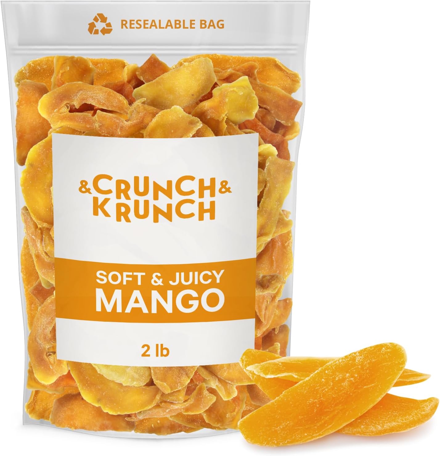 Dried Mango Slices - Soft & Juicy Dried Mango Slices Healthy Snack Bulk Pack, Delicious Texture, Chewy Ripened Mangos Dried Fruits with Natural Tangy Sweetness of Fresh Mangoes.