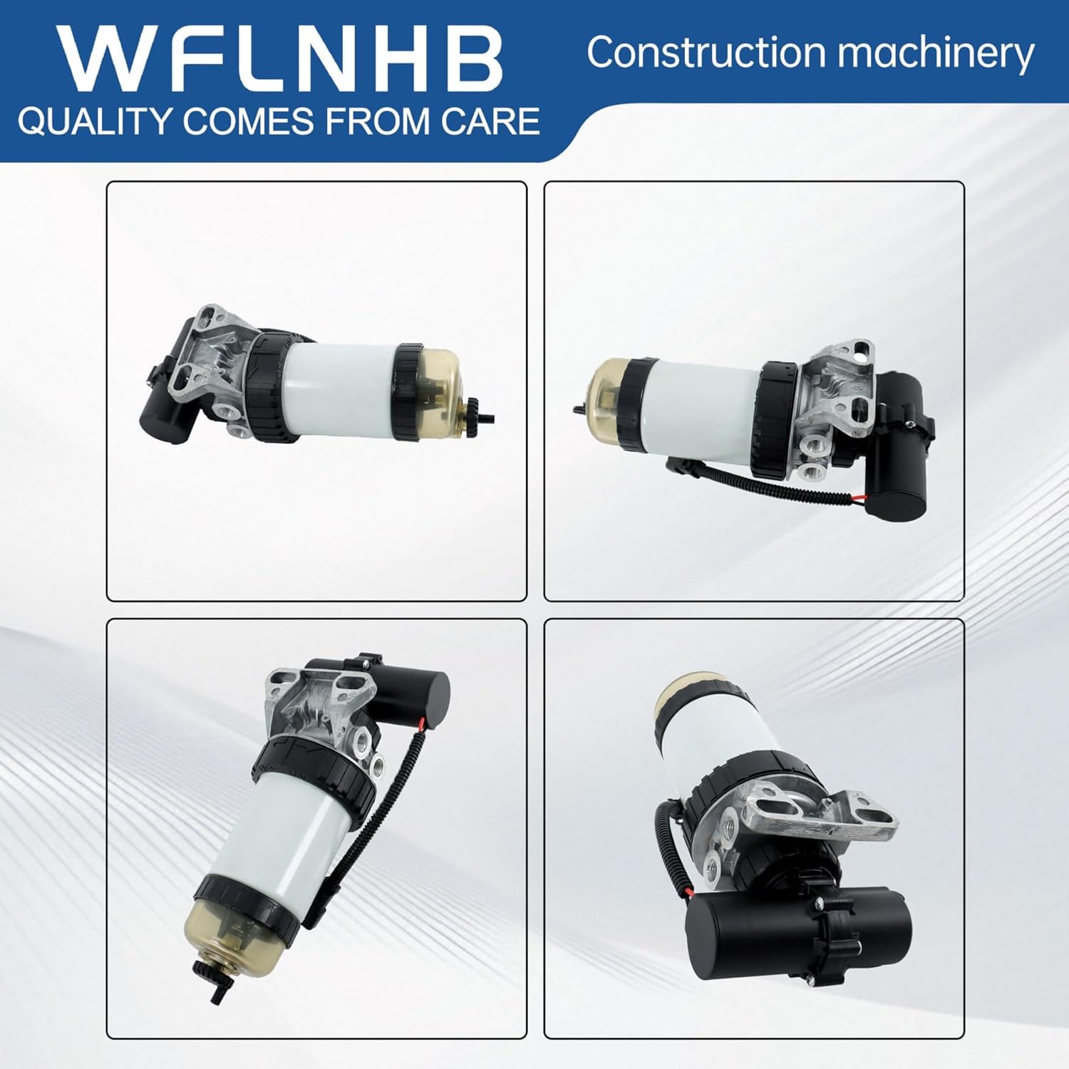 WFLNHB Fuel Pump Fuel Filter Assembly Replacement for JCB DieselMax 444 422E 428D 428E 432D Loader 248B 287B 262B 252B 246B 277B 268B 236B 267B Engine With Wire