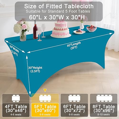 Miniatura 247 de Smiry Paquete de 2 manteles de elastano de 6 pies, elásticos ajustables, lavables y sin arrugas, rectangulares para mesa de patio, para exteriores,