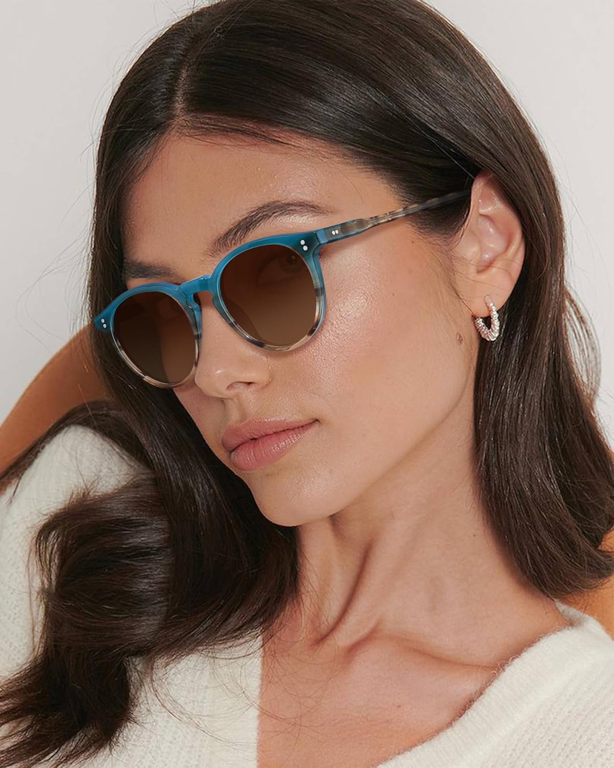 CARFIA Round Polarized Sunglasses for Women UV Protection Acetate Frame Classic Retro Style CA2302 - Image 2