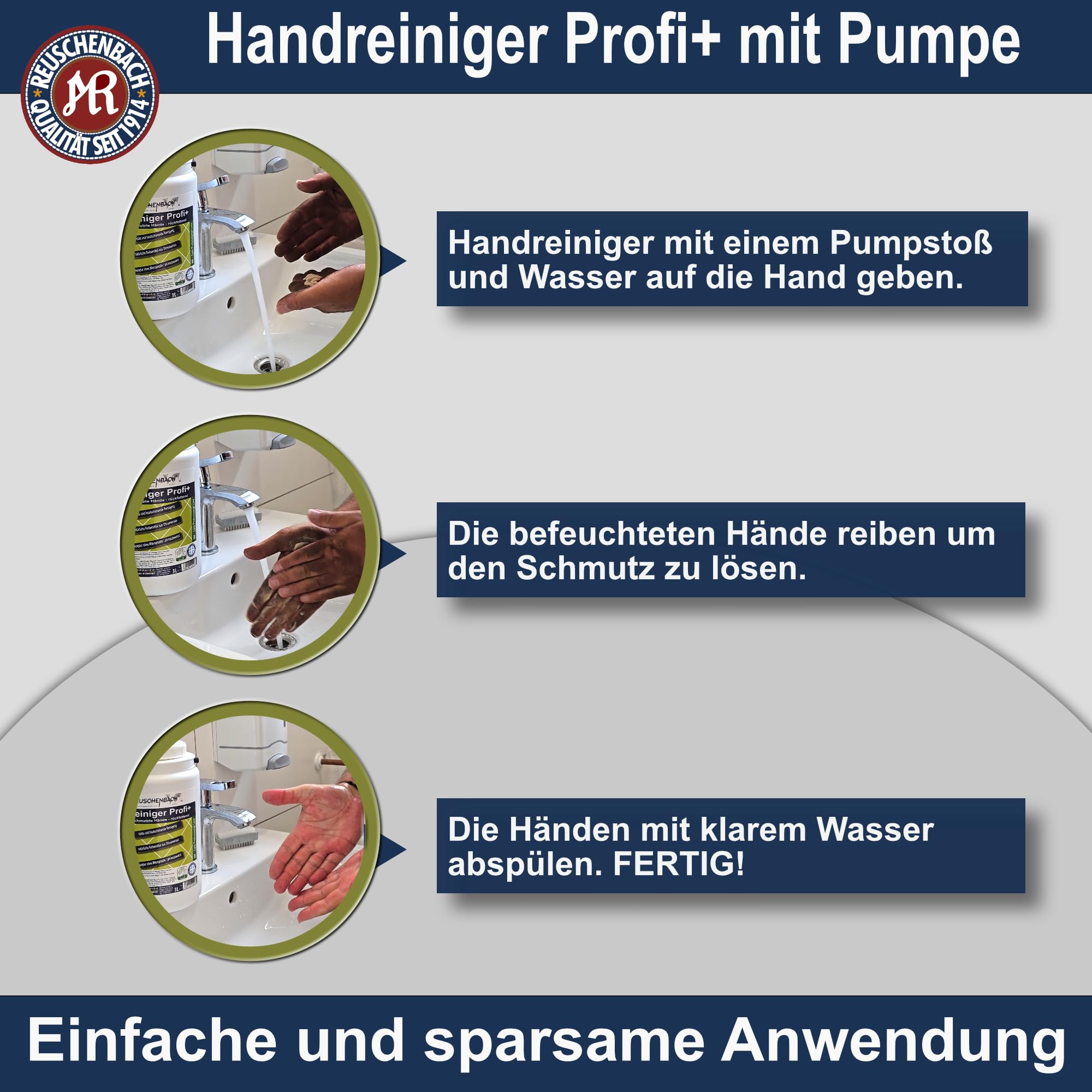 Handreiniger Profi+ 3 Liter mit Spender, für stark verschmutzte Hände, dermatologisch getestet