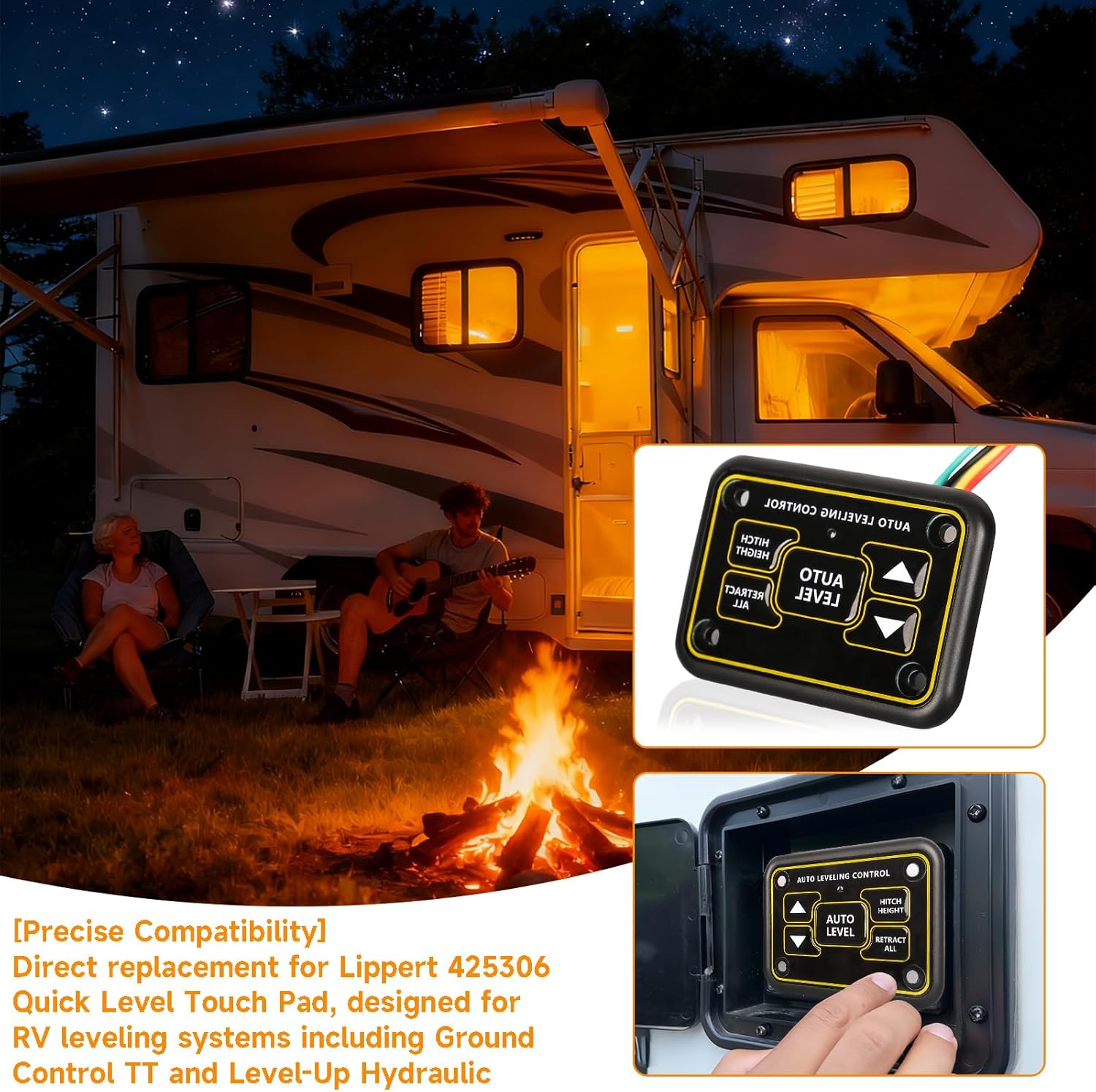 425306 Quick Level Touch Panel Assembly w/RV Auto Leveling Fit for Lippert Ground Control & Level-Up Hydraulic Leveling System