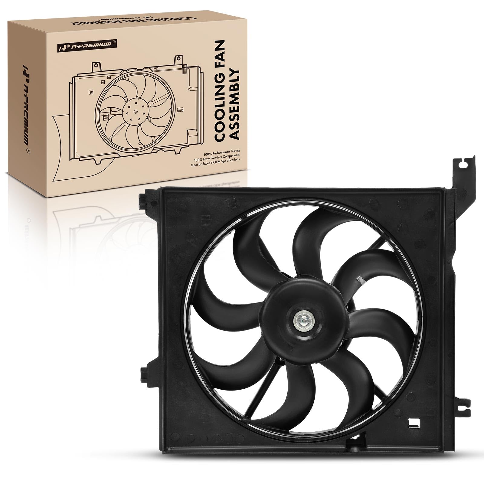 A-Premium Engine Radiator Cooling Fan Assembly Compatible with Kia Models - Spectra 2004-2009 - Replace# 253862F000, 253502F000