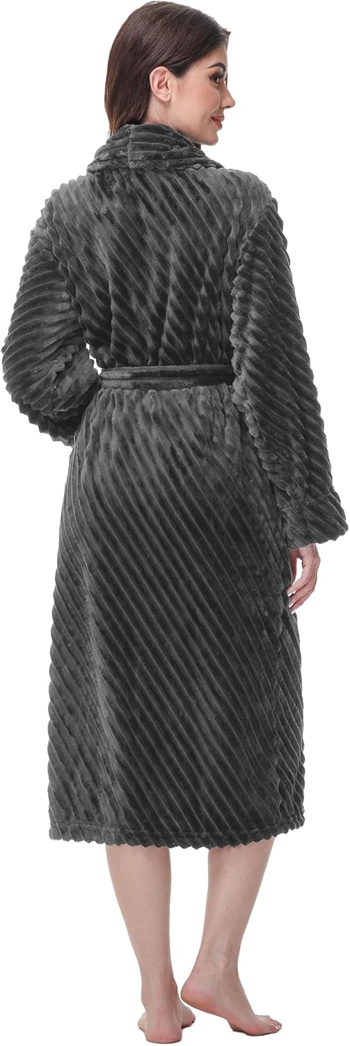 Yurhap Premium Robes for Women - Super Soft Cozy Fleece Womens Robe Plush Long Bathrobe - Image 2