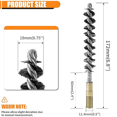 Miniatura 9 de 6 cepillos de acero inoxidable en diferentes tamaños, cepillo de limpieza de alambre trenzado con mango vástago hexagonal de 14 pulgadas para