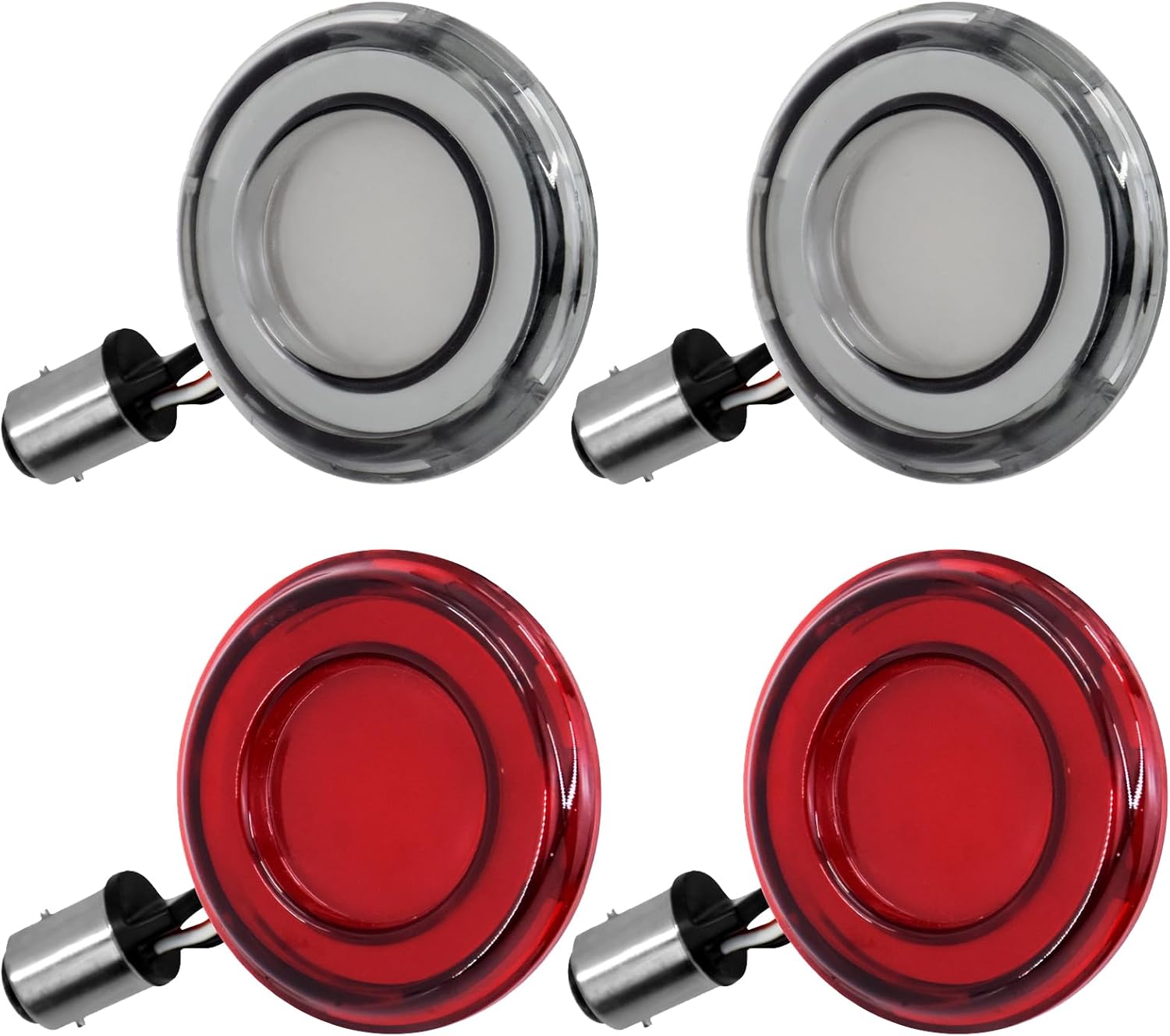 Motorcycle 1157 Turn Signal LED Lights Front Rear Bullet Running Light Fit For Harley Touring Road King Road Glide Electra Glide Softail Dyna Sportster, 1157 LED 4 PCS Smoked and Red Lens