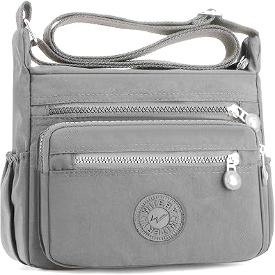 Multi Pocket Crossbody Bags for Women Nylon Messenger Handbags | Water-Resistant Lightweight Nylon, Multiple Pockets with Adjustable Strap, Ideal for Daily Use, Travel, Commute, Dog Walking