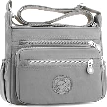 Multi Pocket Crossbody Bags for Women Nylon Messenger Handbags | Water-Resistant Lightweight Nylon, Multiple Pockets with Adjustable Strap, Ideal for Daily Use, Travel, Commute, Dog Walking